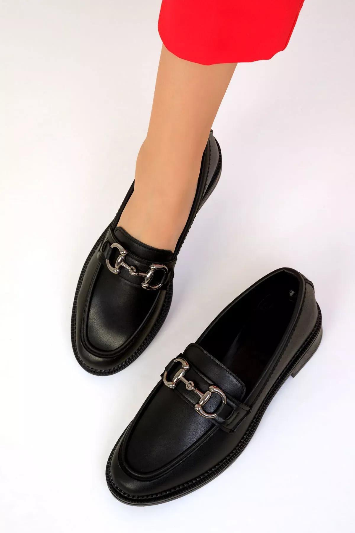 Black Casual Leather Shoes, , large image number 4