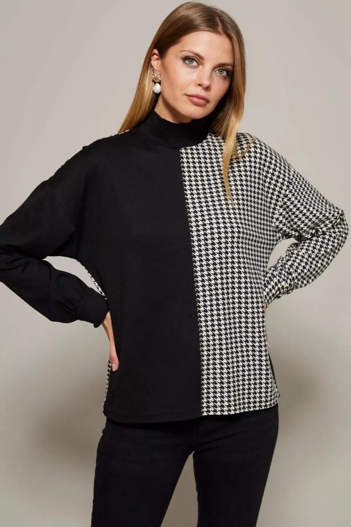 Multicolour Houndstooth Pattern Blouse, C101_1458, large image number 1