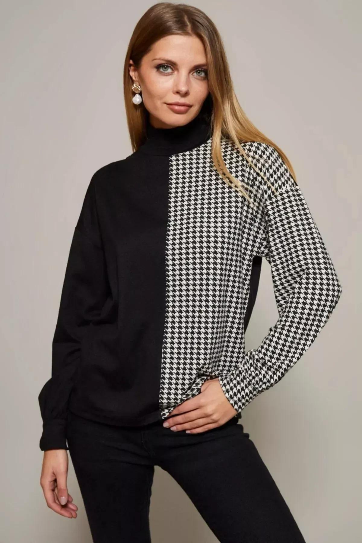 Multicolour Houndstooth Pattern Blouse, C101_1458, large image number 2