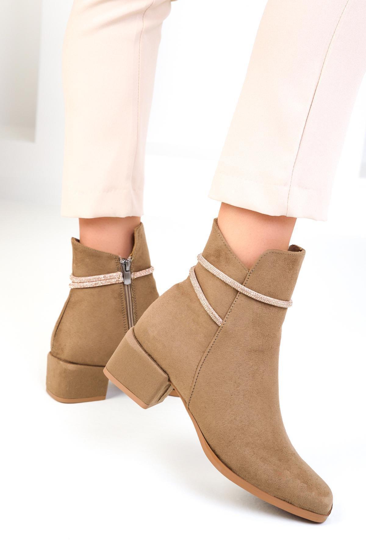 Beige Suede Boots, C101_2875, large image number 2