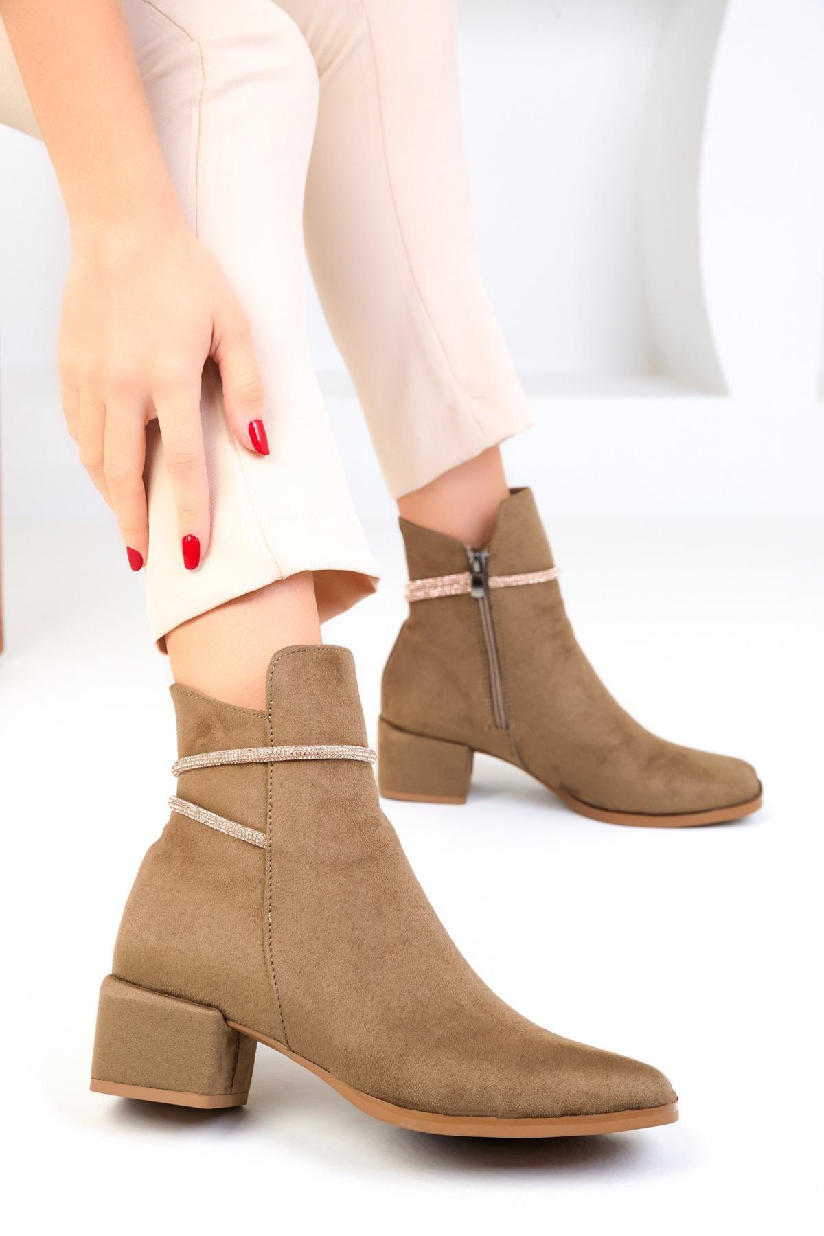 Beige Suede Boots, C101_2875, large image number 3