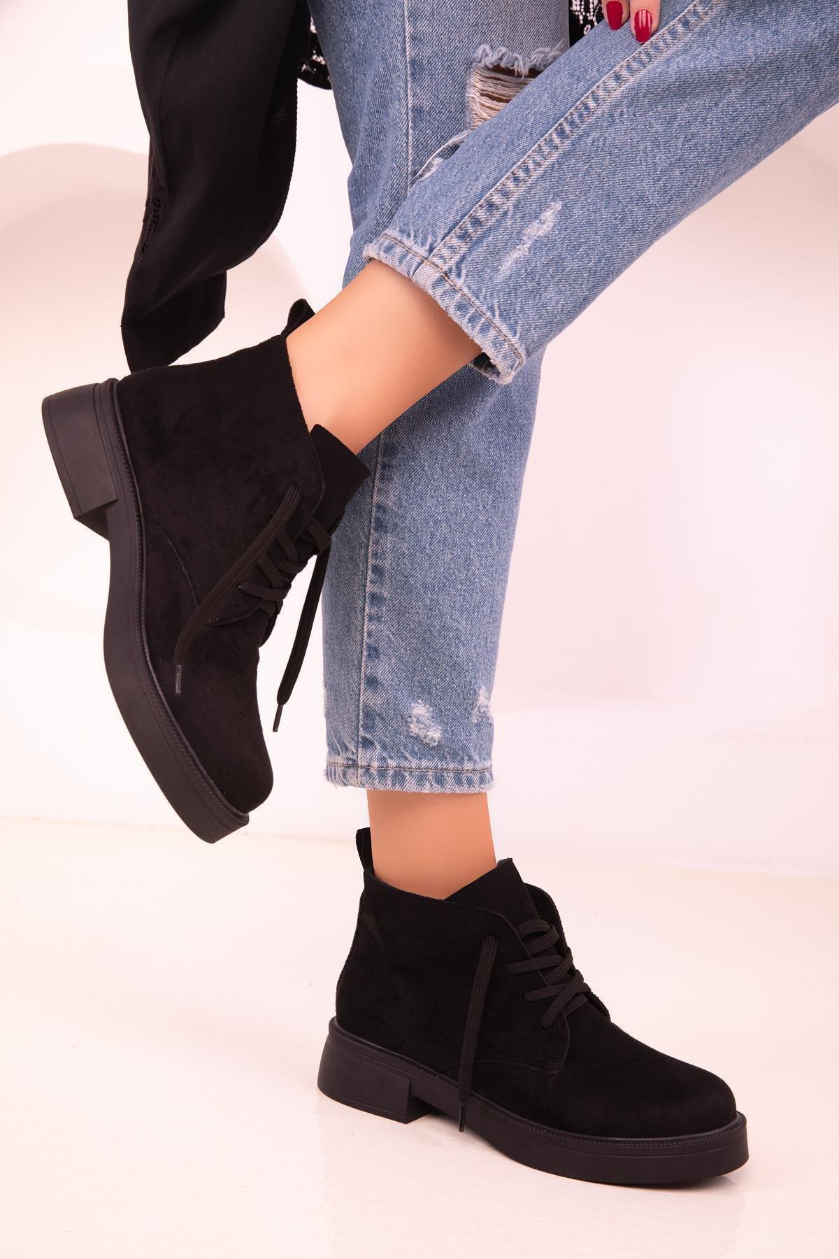 Black Casual Suede Boots, , large image number 0