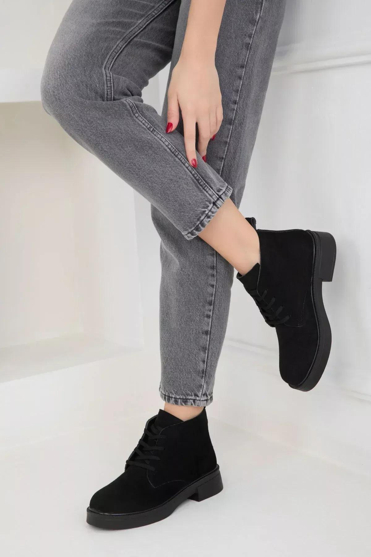 Black Casual Suede Boots, , large image number 1