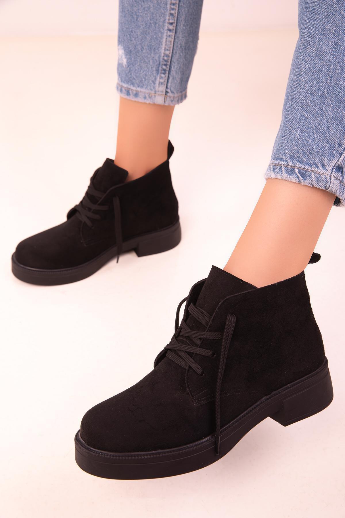 Black Casual Suede Boots, , large image number 4