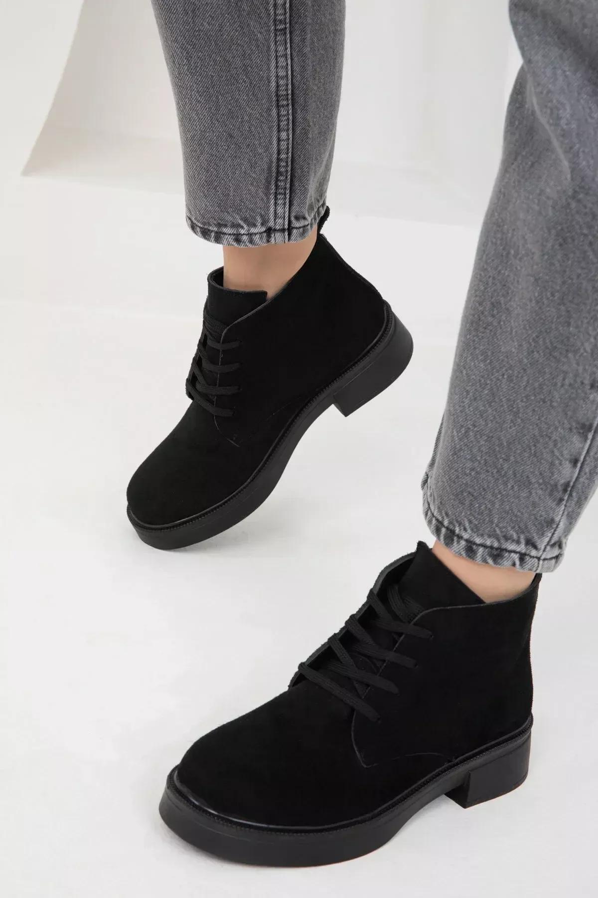 Black Casual Suede Boots, , large image number 5