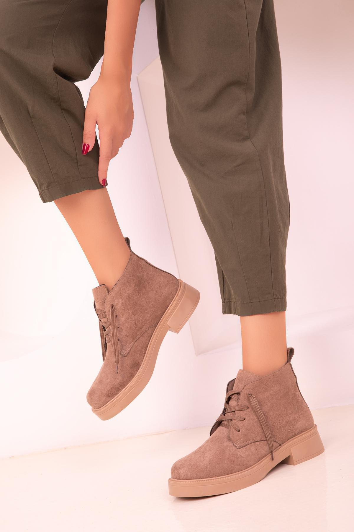 Beige Suede Ankle Boots, , large image number 0