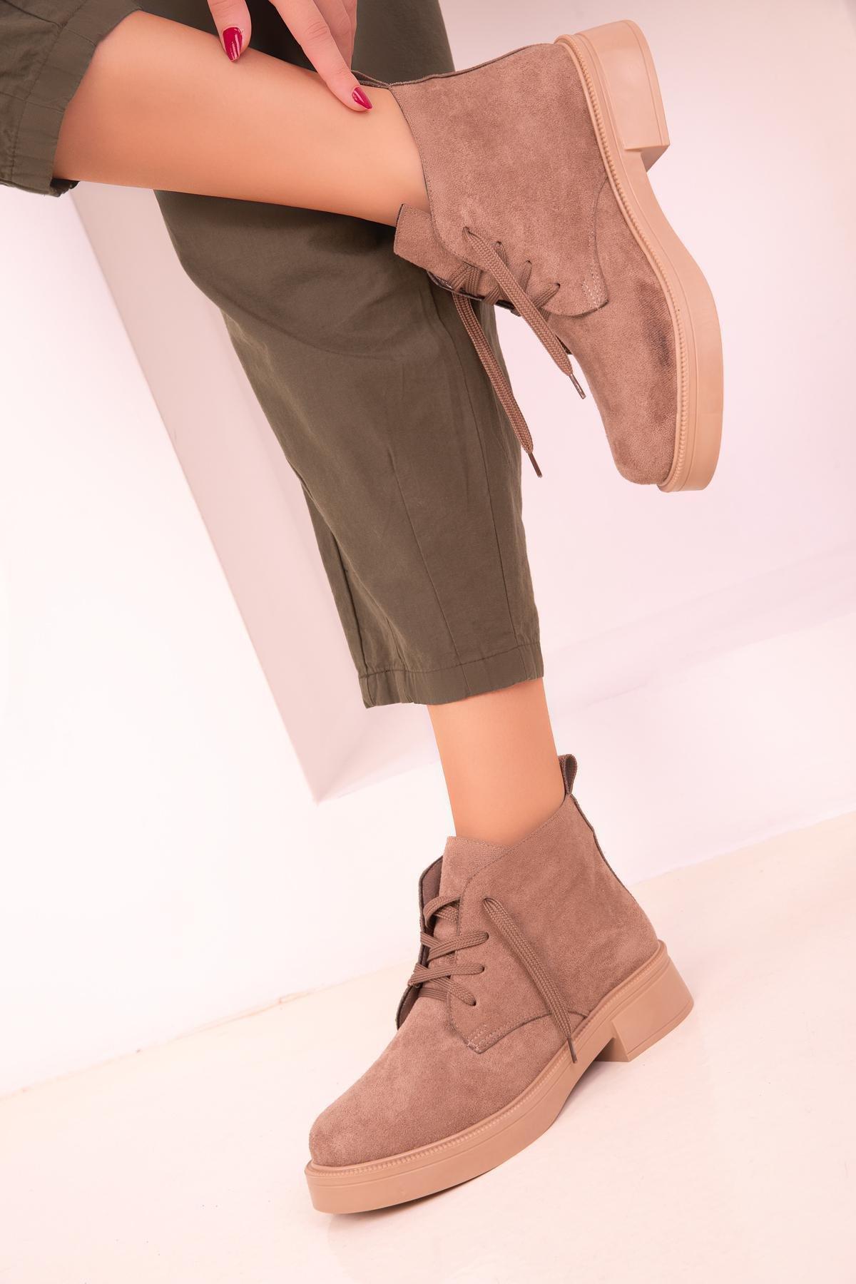 Beige Suede Ankle Boots, , large image number 1
