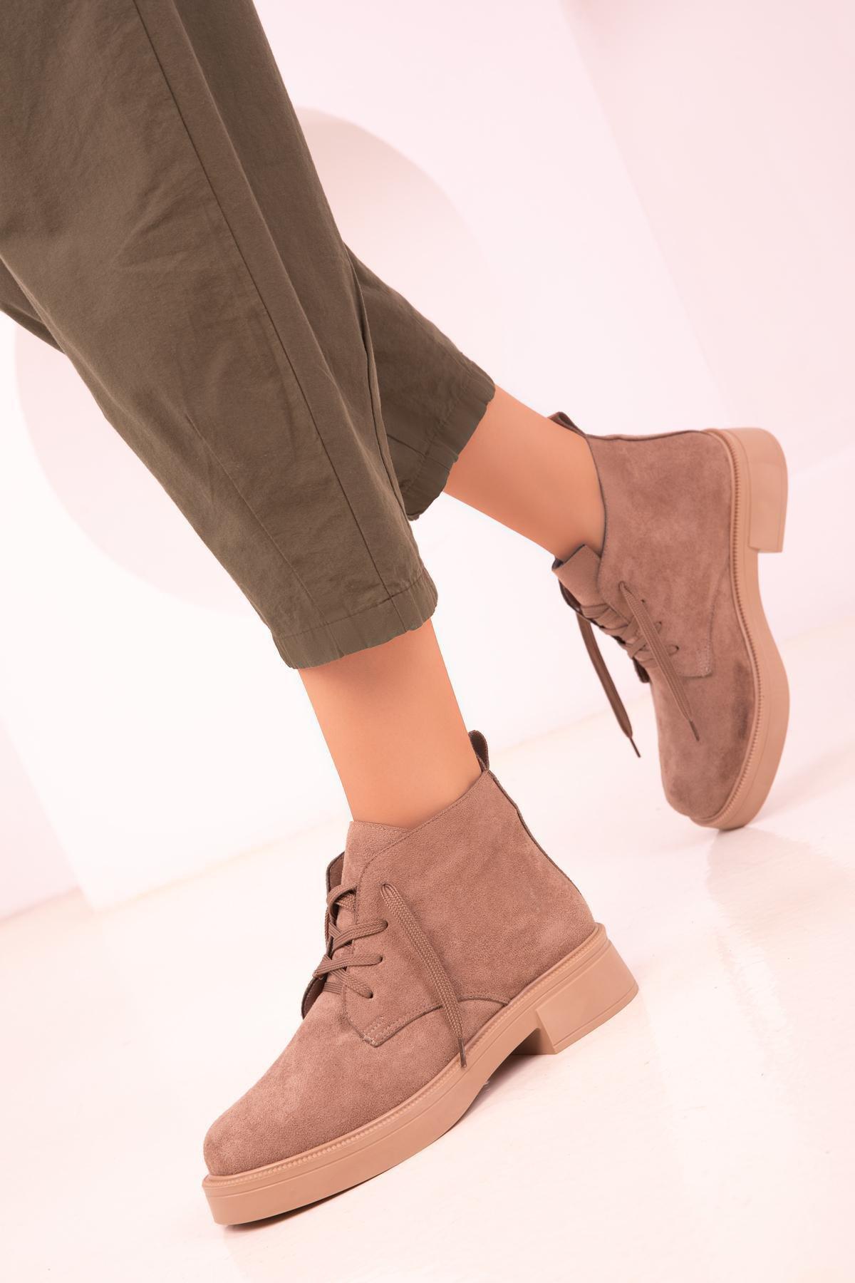 Beige Suede Ankle Boots, , large image number 2