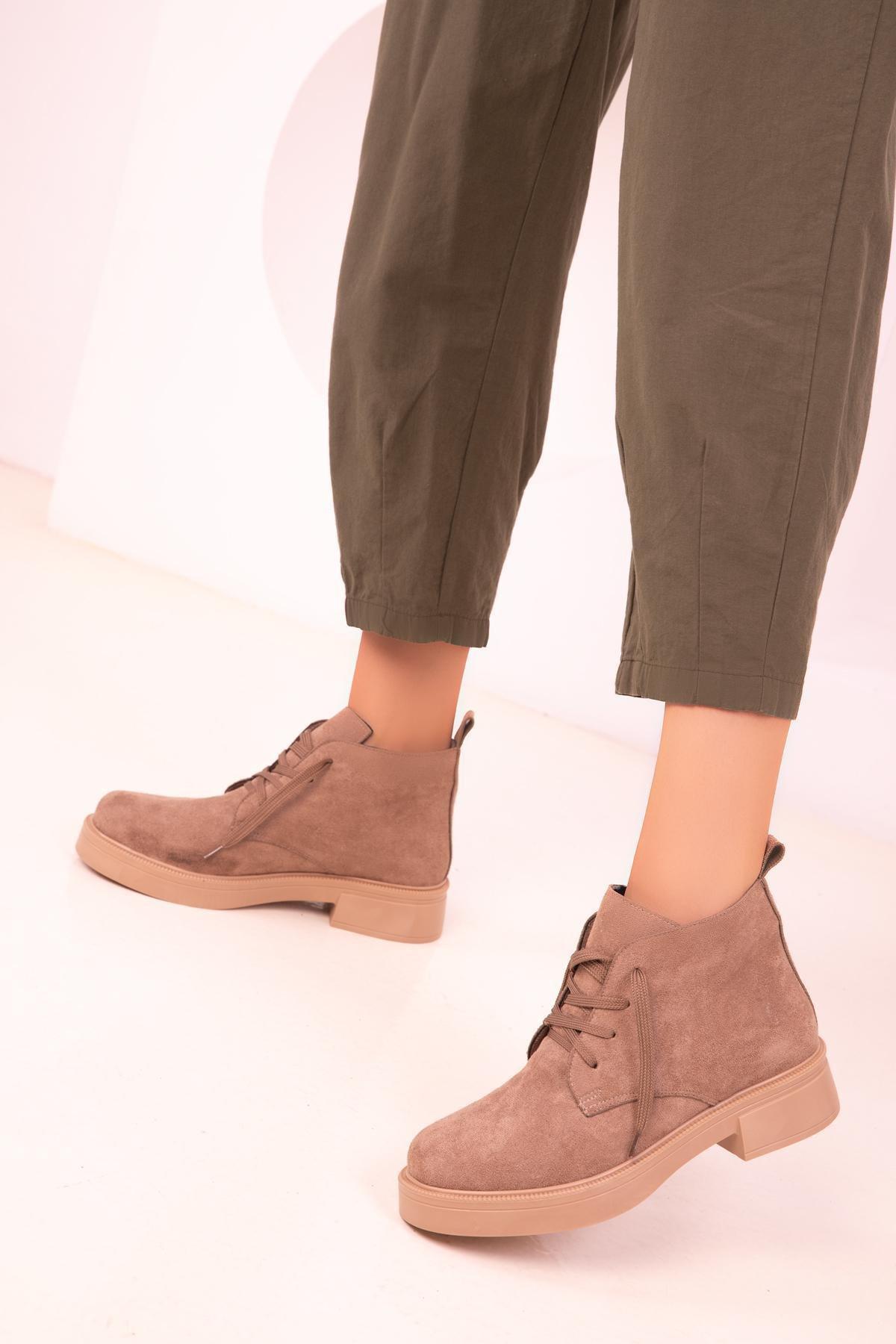 Beige Suede Ankle Boots, , large image number 3