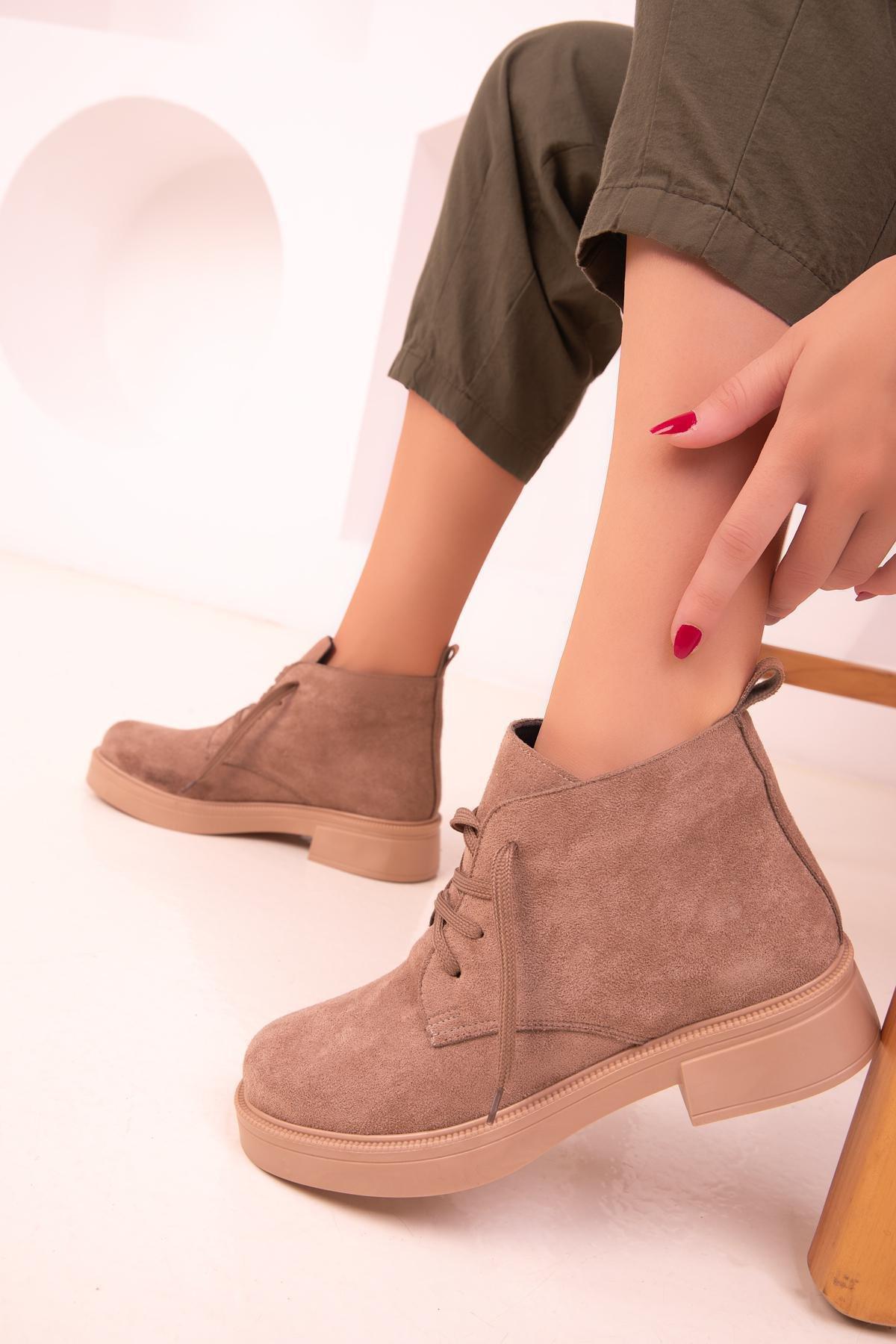 Beige Suede Ankle Boots, , large image number 4