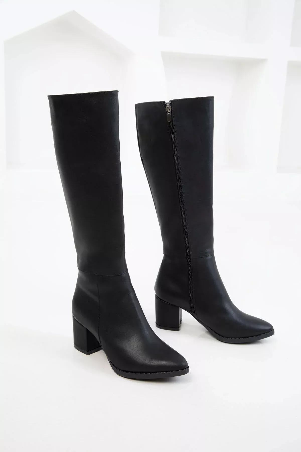 Black Knee-High Boots, BLACK, large image number 4
