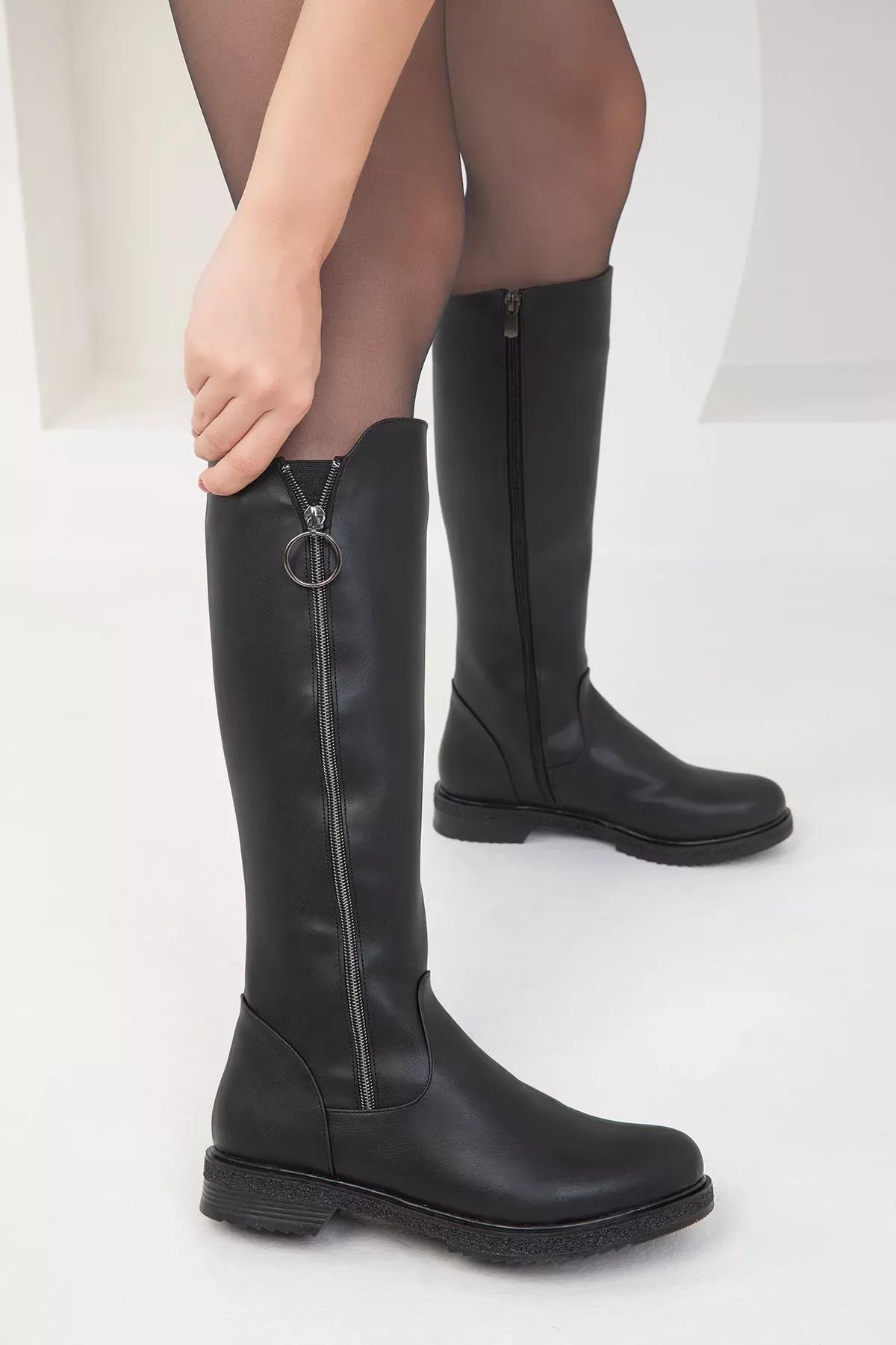 Black High Knee Boots, , large image number 0