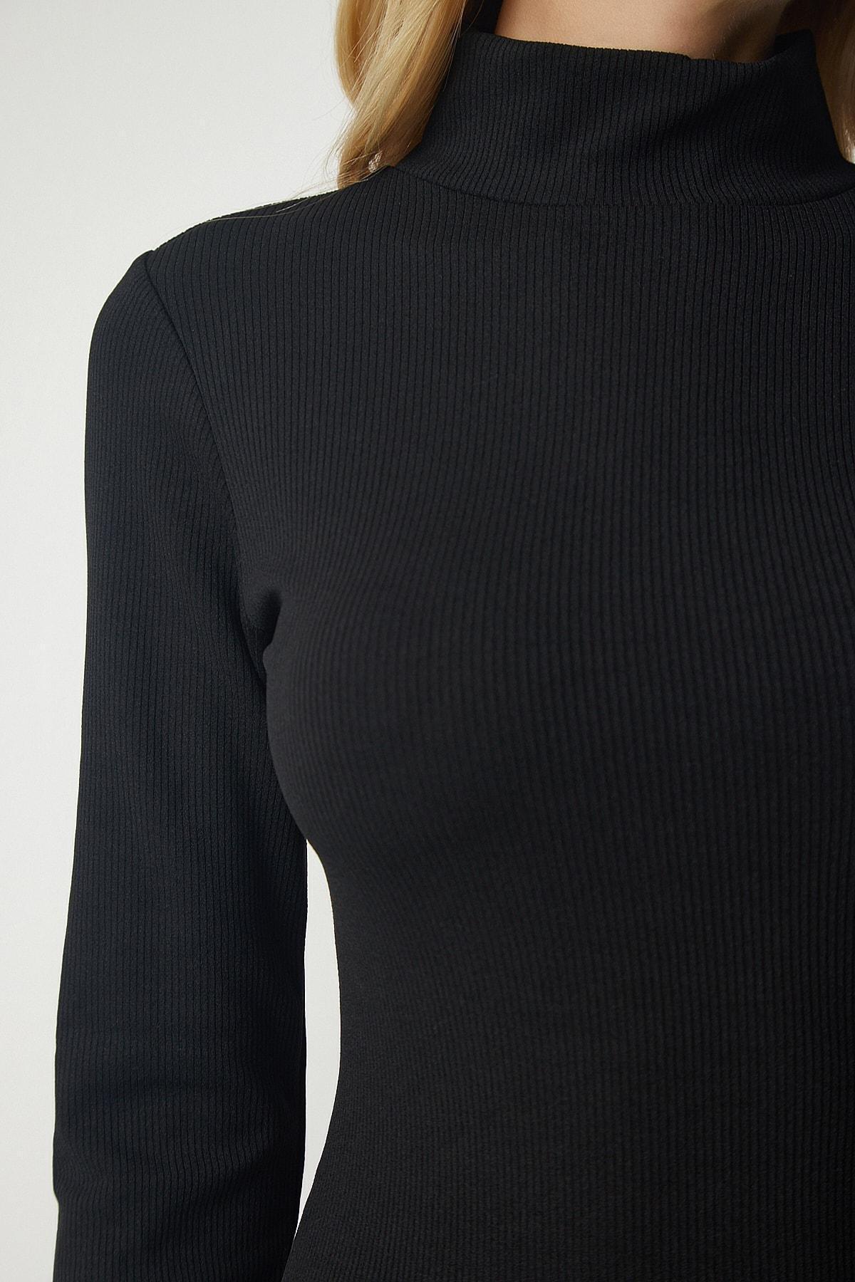 Black Slit High Neck Camisole Knitted Dress, , large image number 2