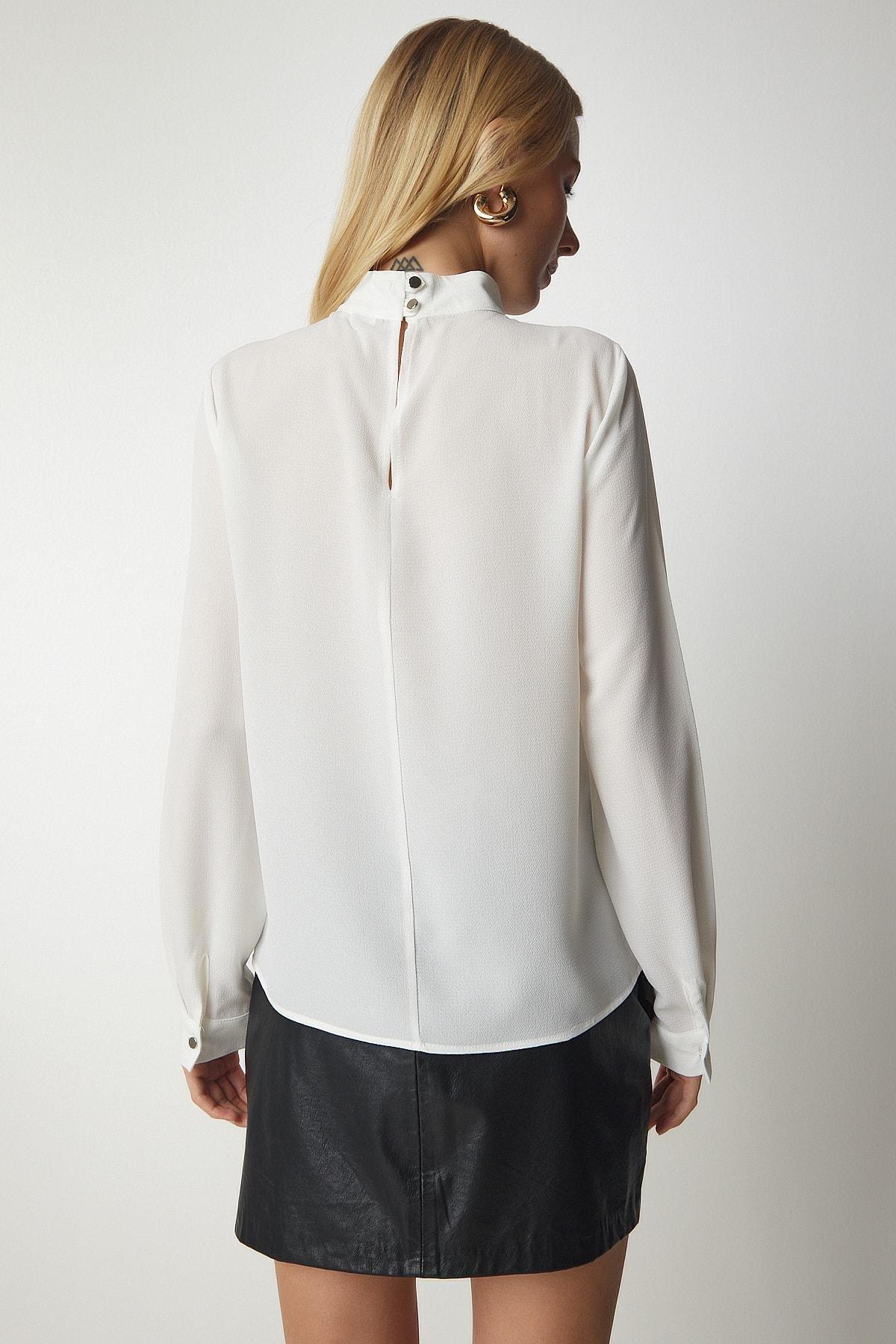 White Crepe Blouse With Window Detailed, , large image number 5