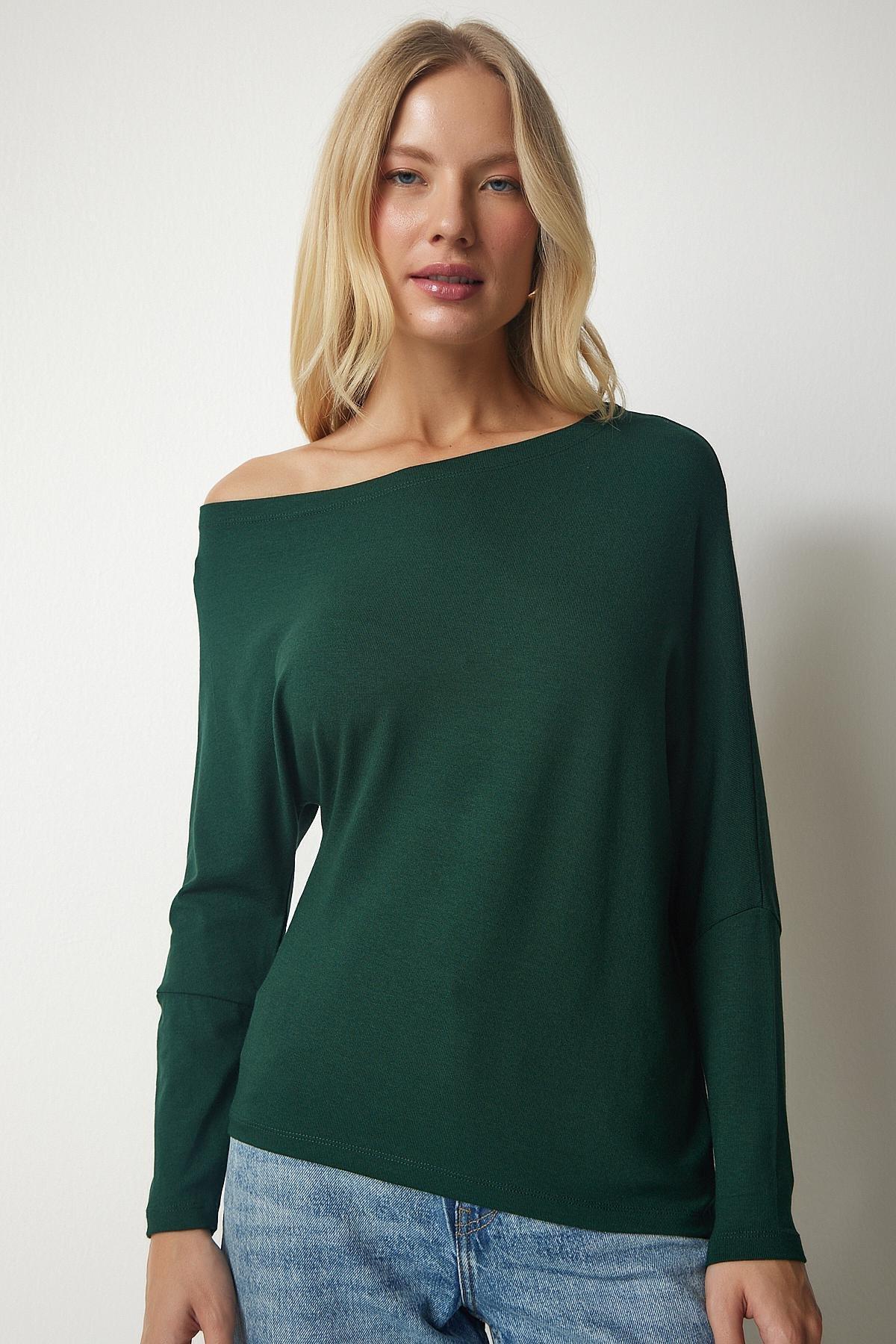 Green Knitwear Blouse, Emerald, large image number 3