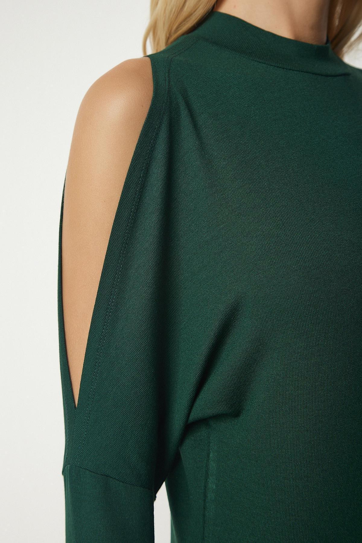 Green Knitwear Blouse With Decollate, , large image number 3