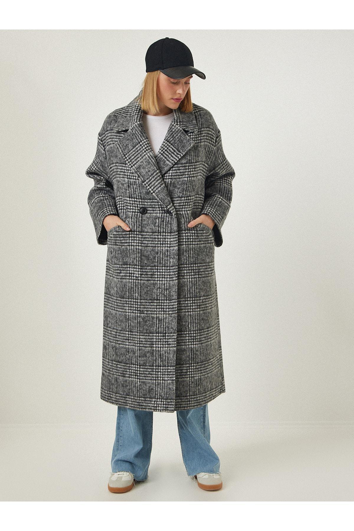 Black Premium Patterned Wool Stamped Coat, BLACK, large image number 0