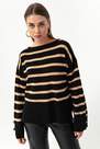 Lafaba - Beige Bateau Neck Striped Knitwear Sweater