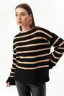 Lafaba - Beige Bateau Neck Striped Knitwear Sweater