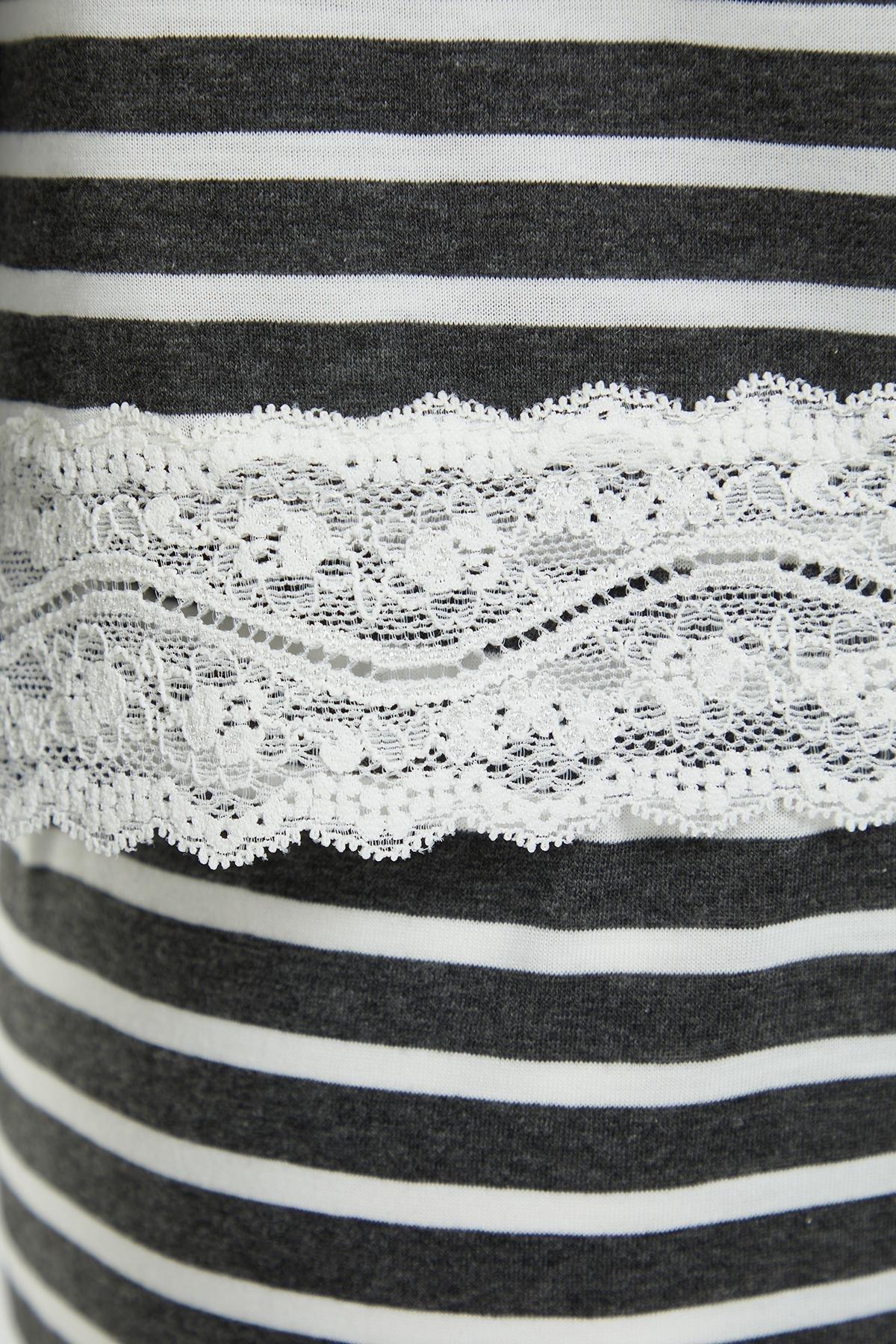 Black Striped Knitted Pyjama Set, Anthracite, large image number 5