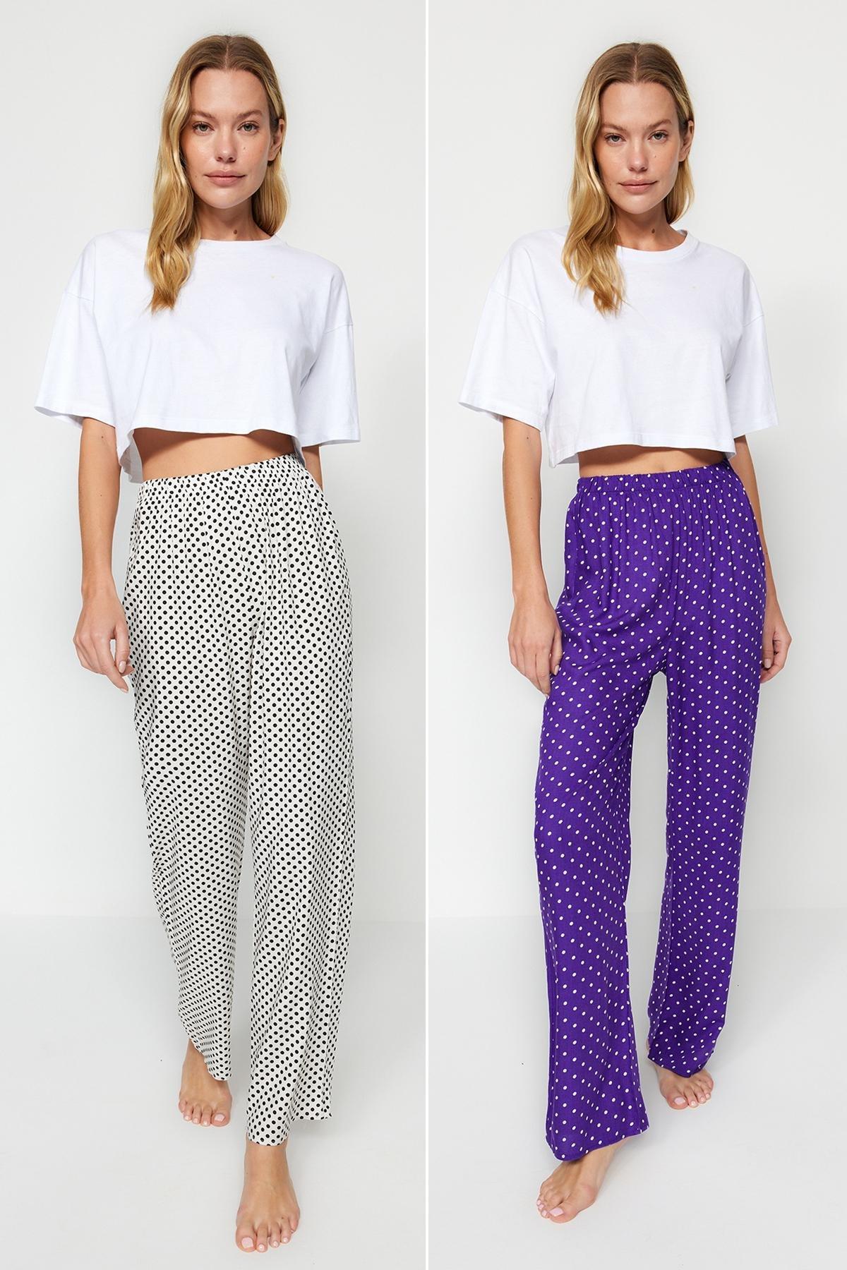 Multicolour Woven Pyjama Bottoms, Set Of 2, C101_1704, large image number 0