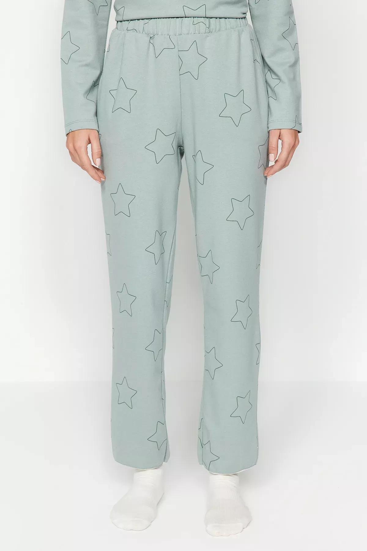 Green Star Knit Pajama Set, Mint, large image number 3