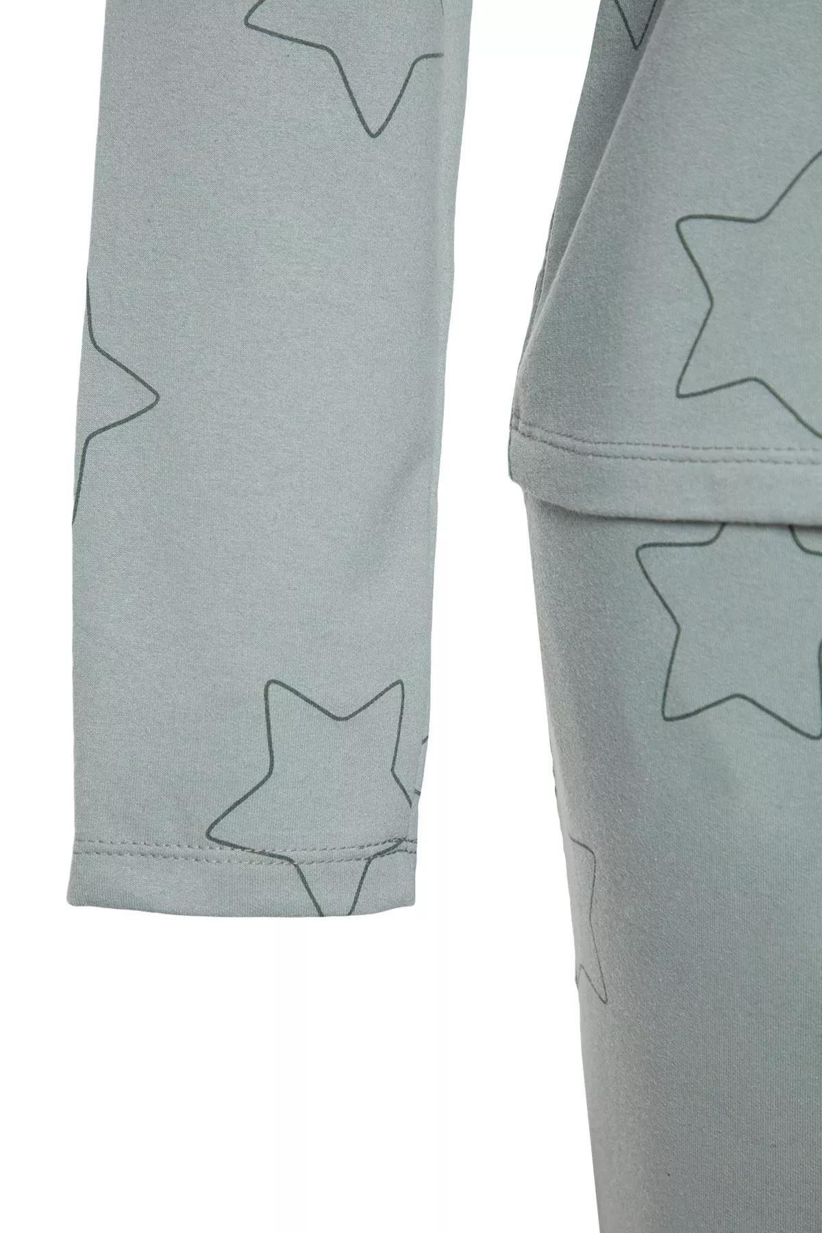 Green Star Knit Pajama Set, Mint, large image number 5