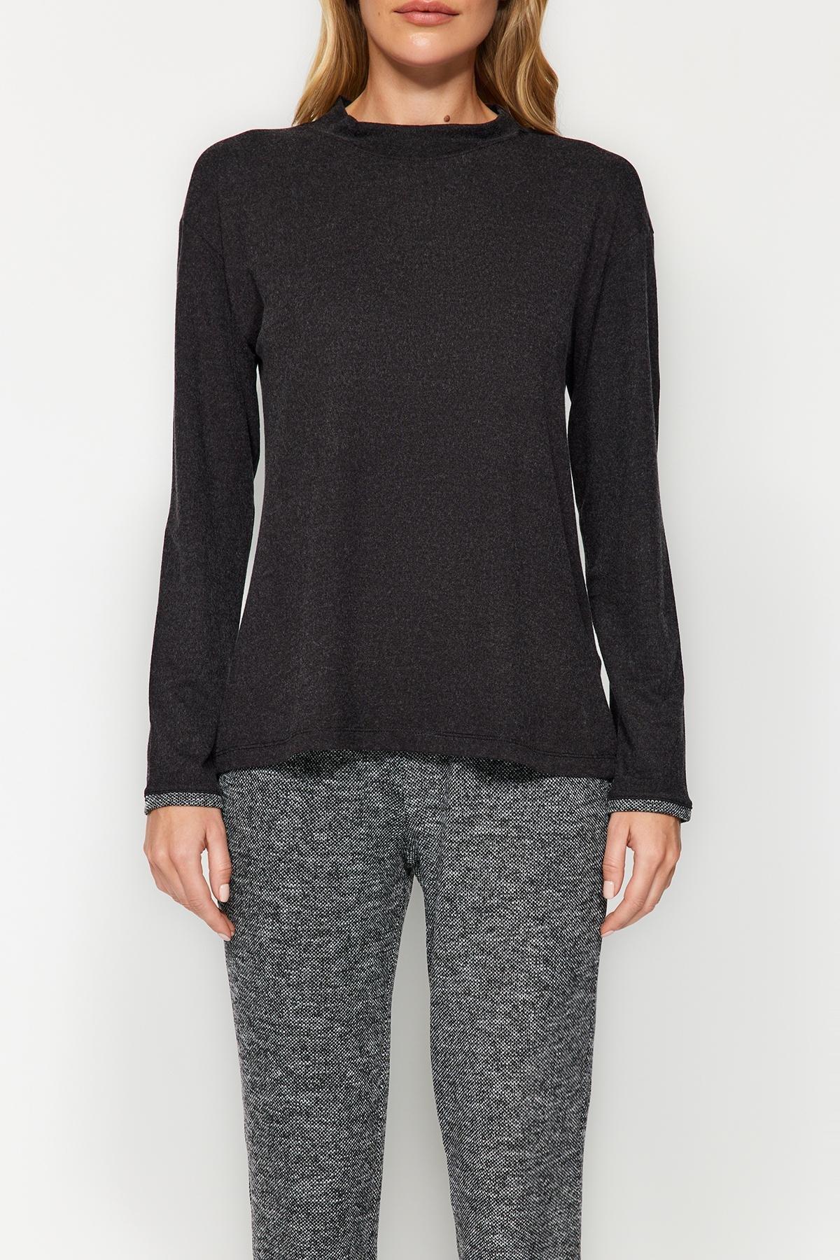 Black Cuff Detailed Knitted Pyjamas Set, , large image number 3