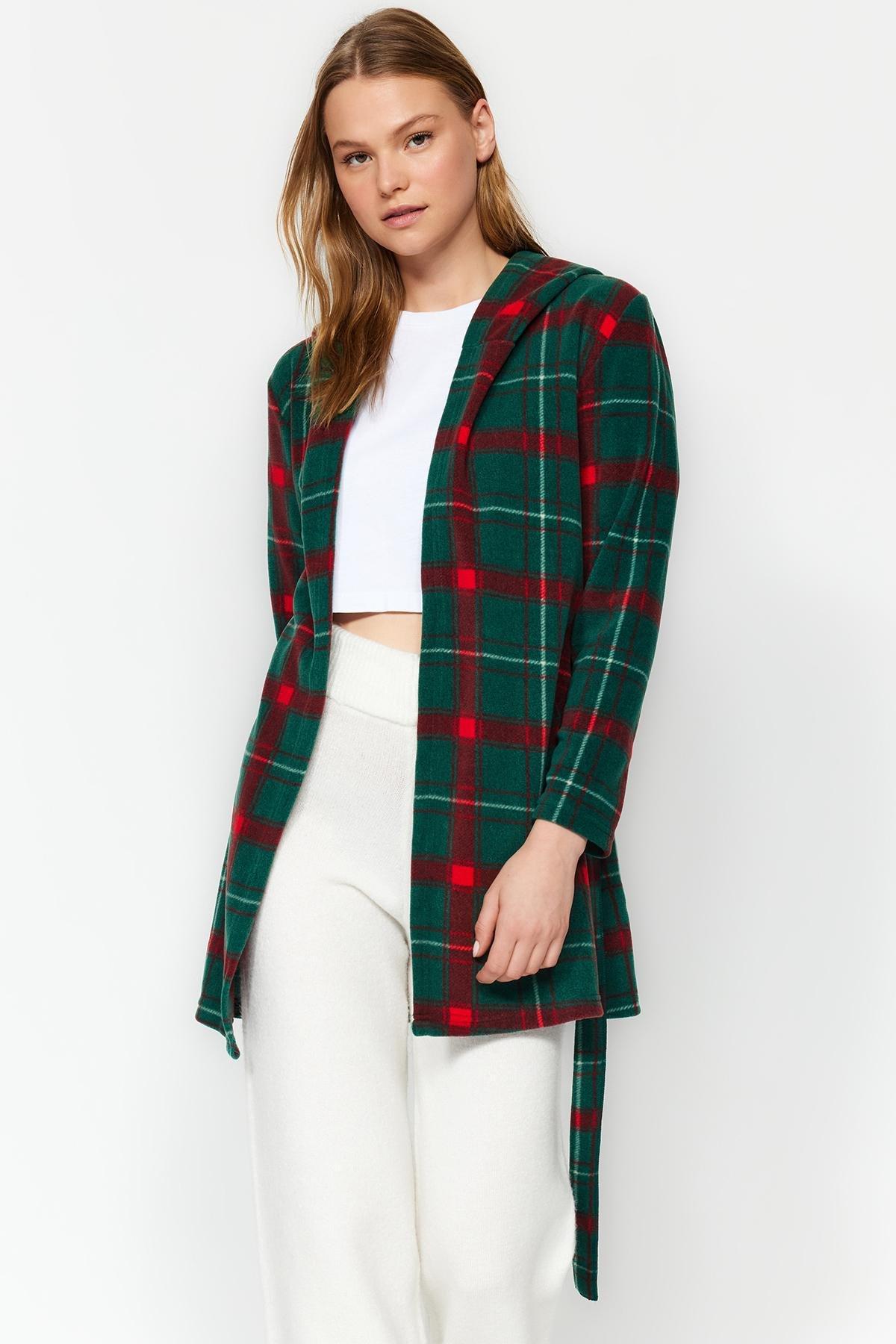 Plaid Shift Casual Midi Dress, Green, large image number 2
