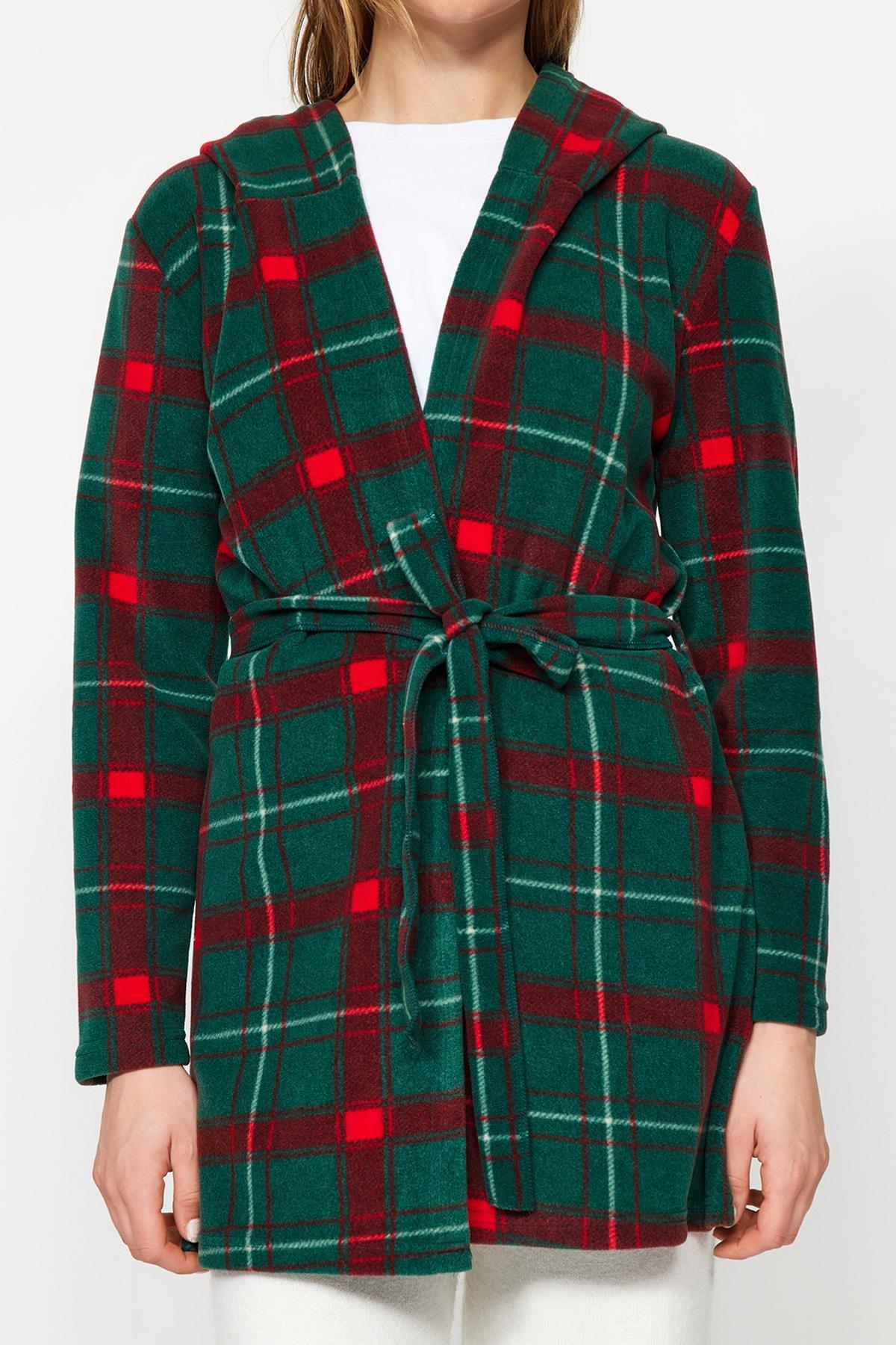 Plaid Shift Casual Midi Dress, Green, large image number 3