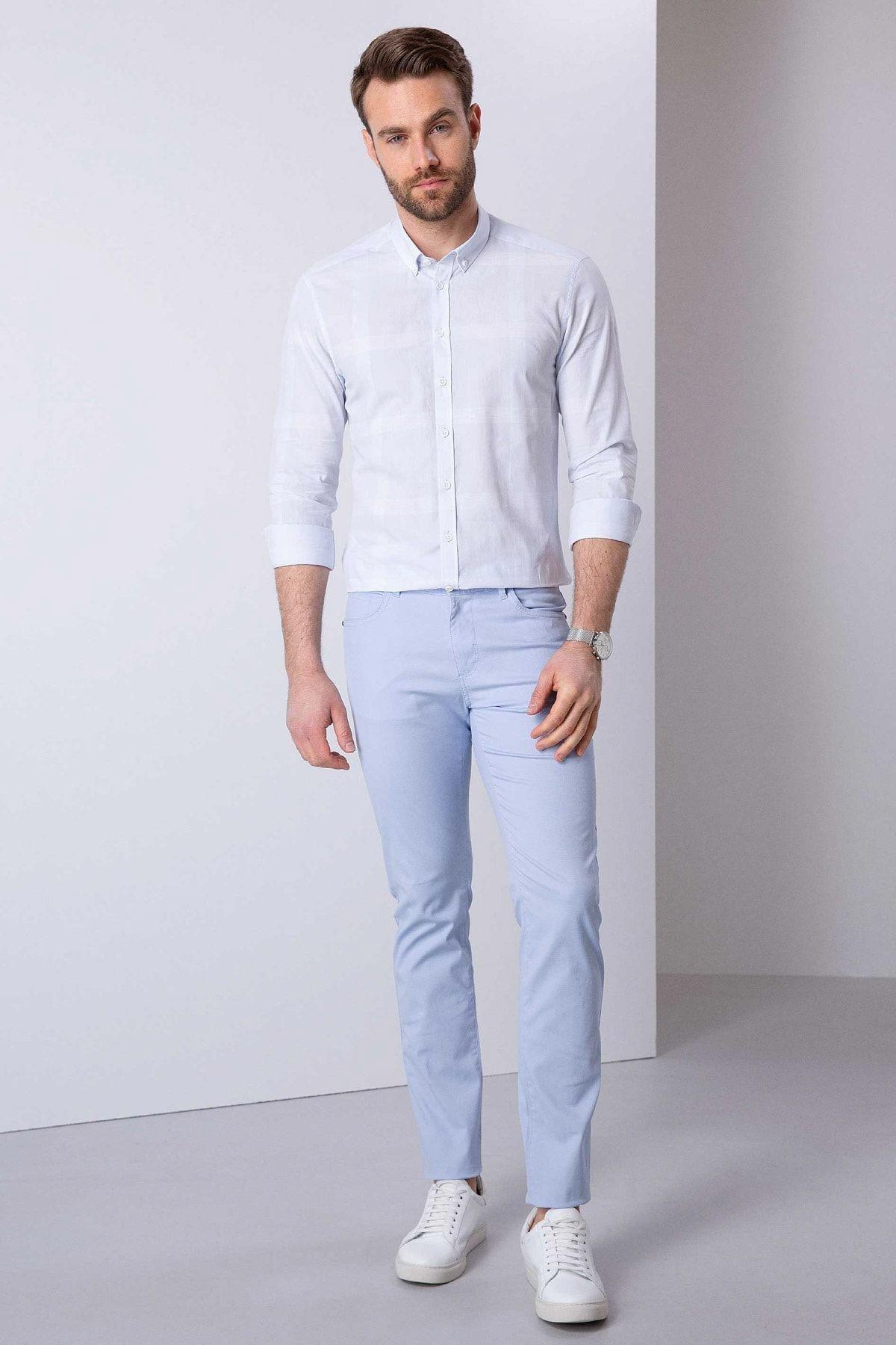 Blue Slim Fit Chino Trousers, , large image number 0