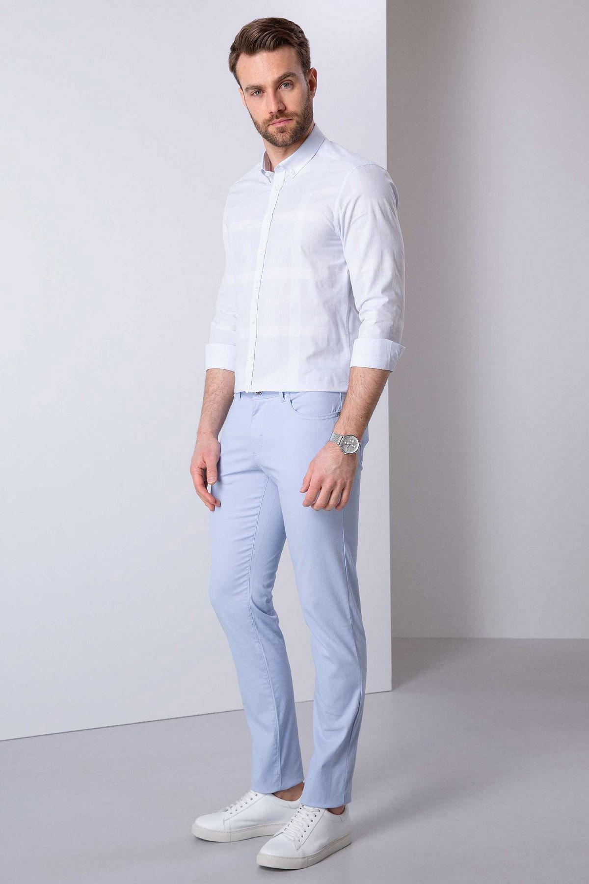 Blue Slim Fit Chino Trousers, , large image number 1