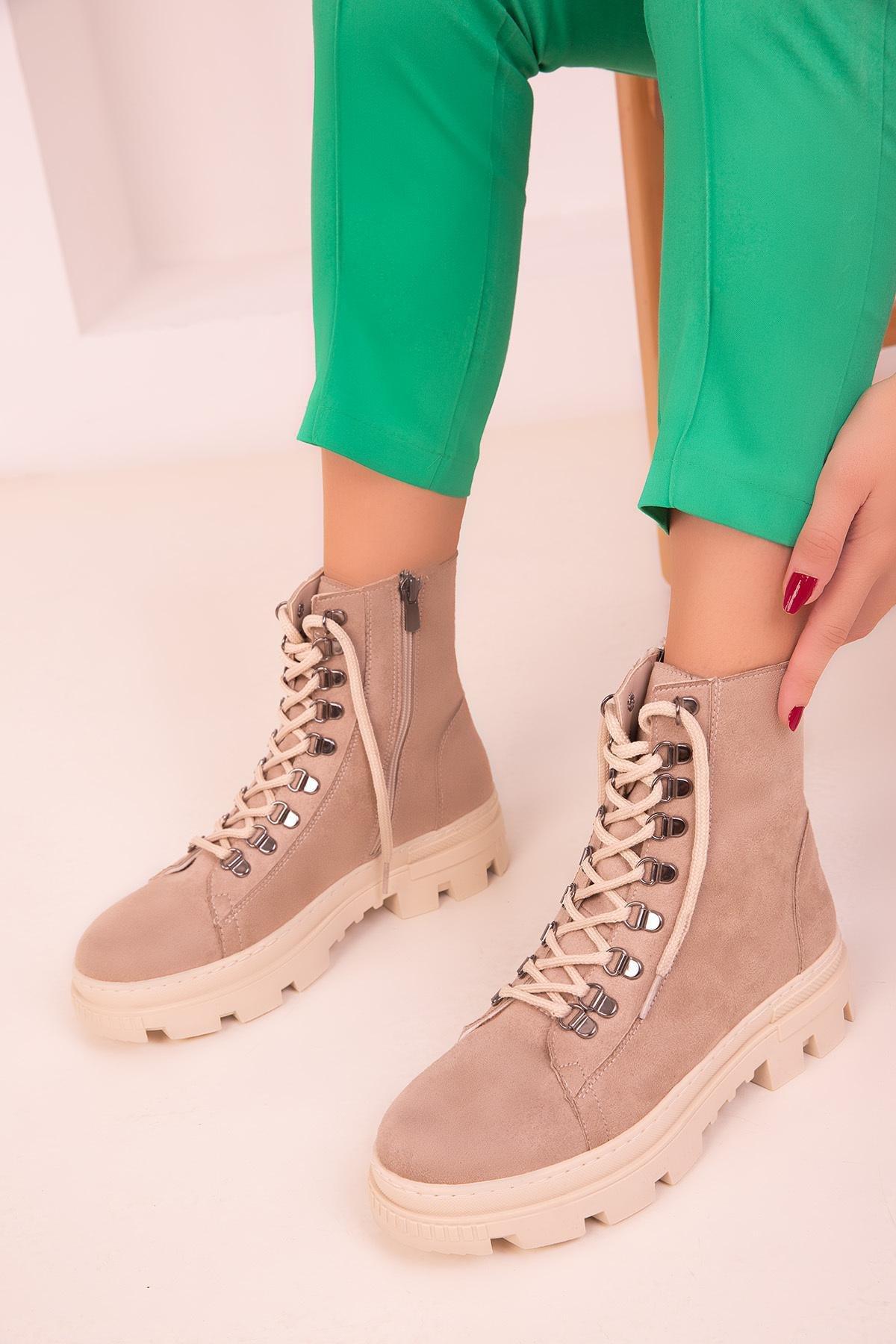 Beige Suede Boots, C101_3847, large image number 0