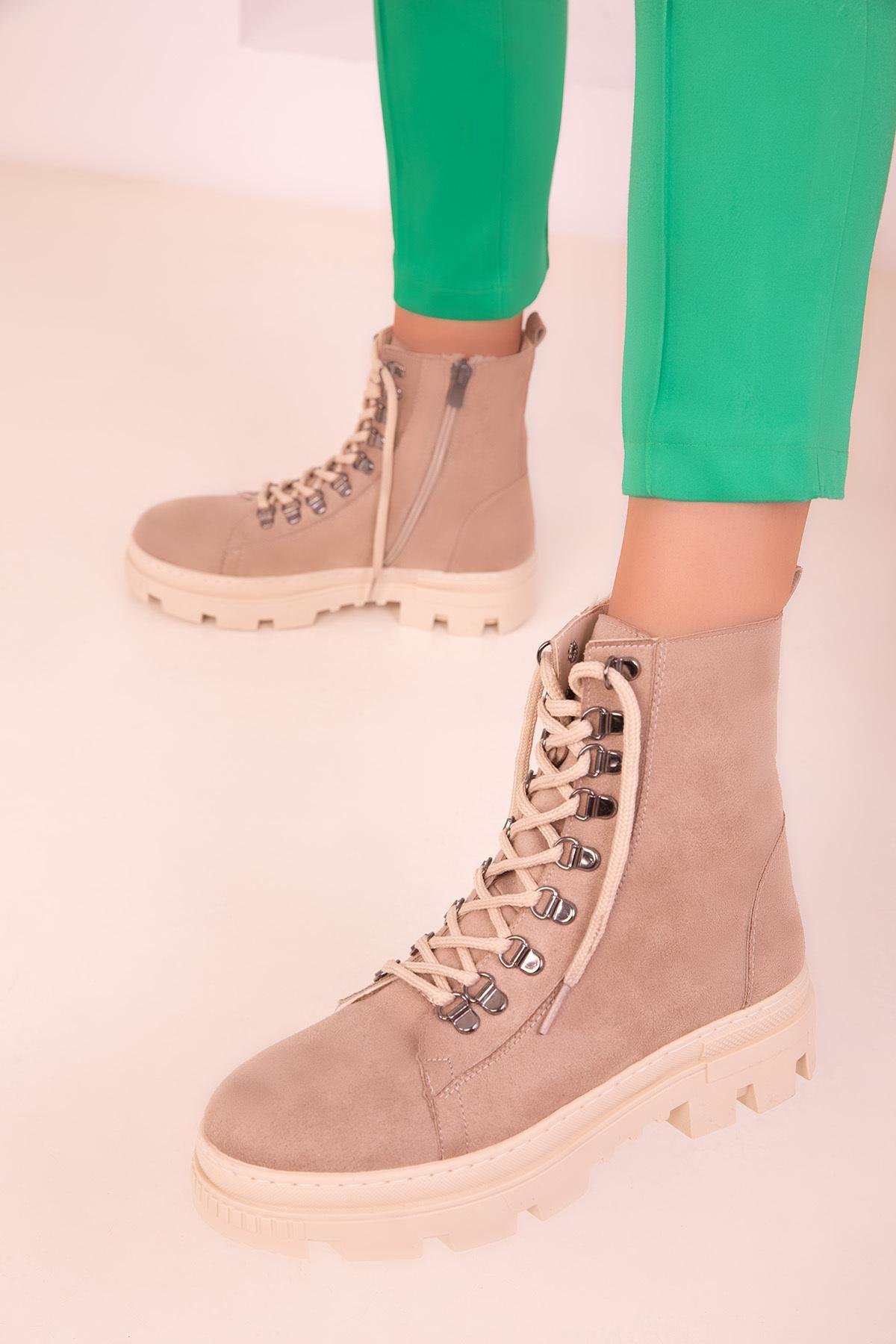 Beige Suede Boots, C101_3847, large image number 1