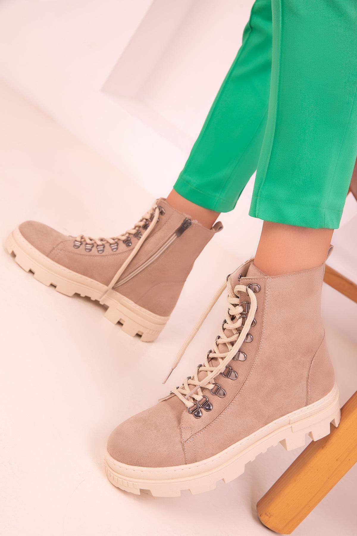 Beige Suede Boots, C101_3847, large image number 2
