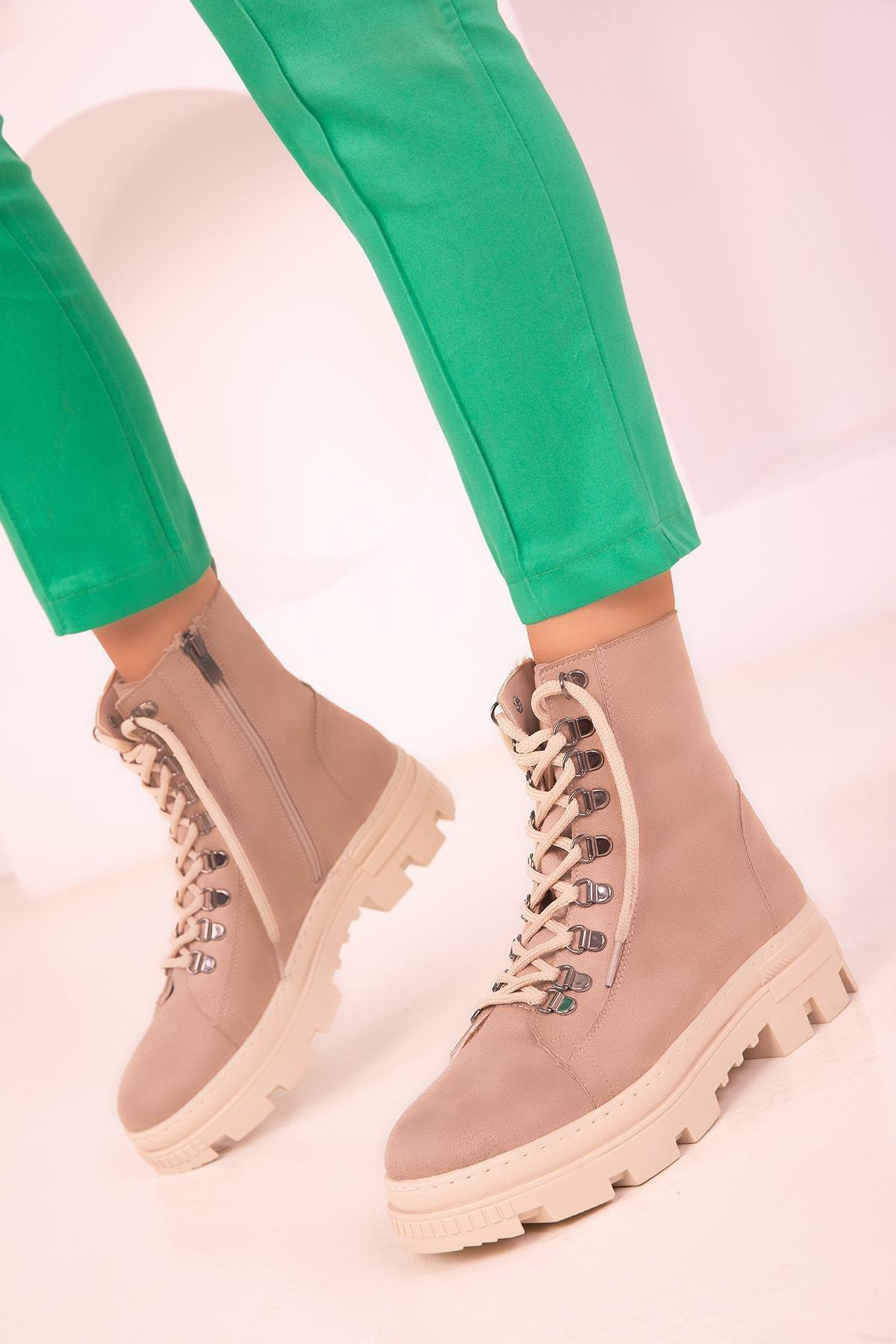 Beige Suede Boots, C101_3847, large image number 3