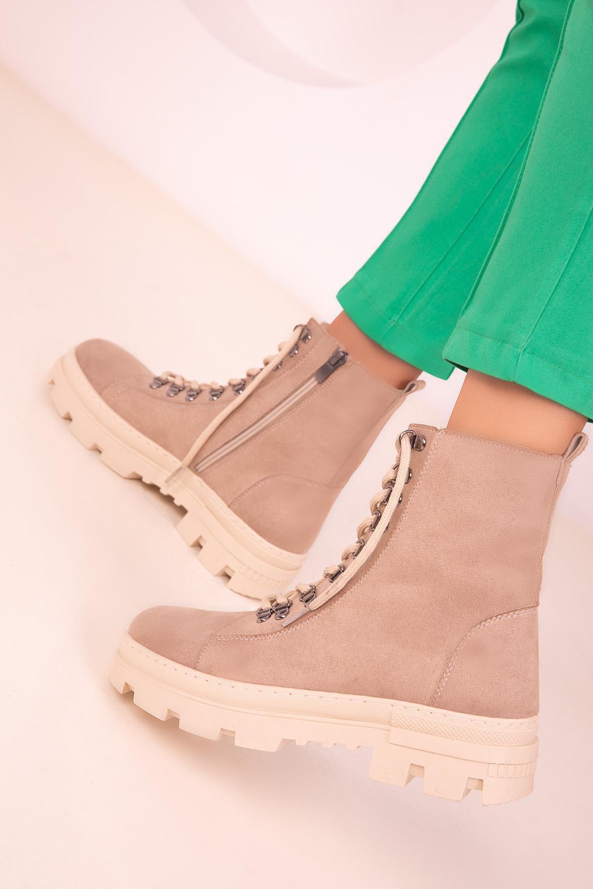 Beige Suede Boots, C101_3847, large image number 4