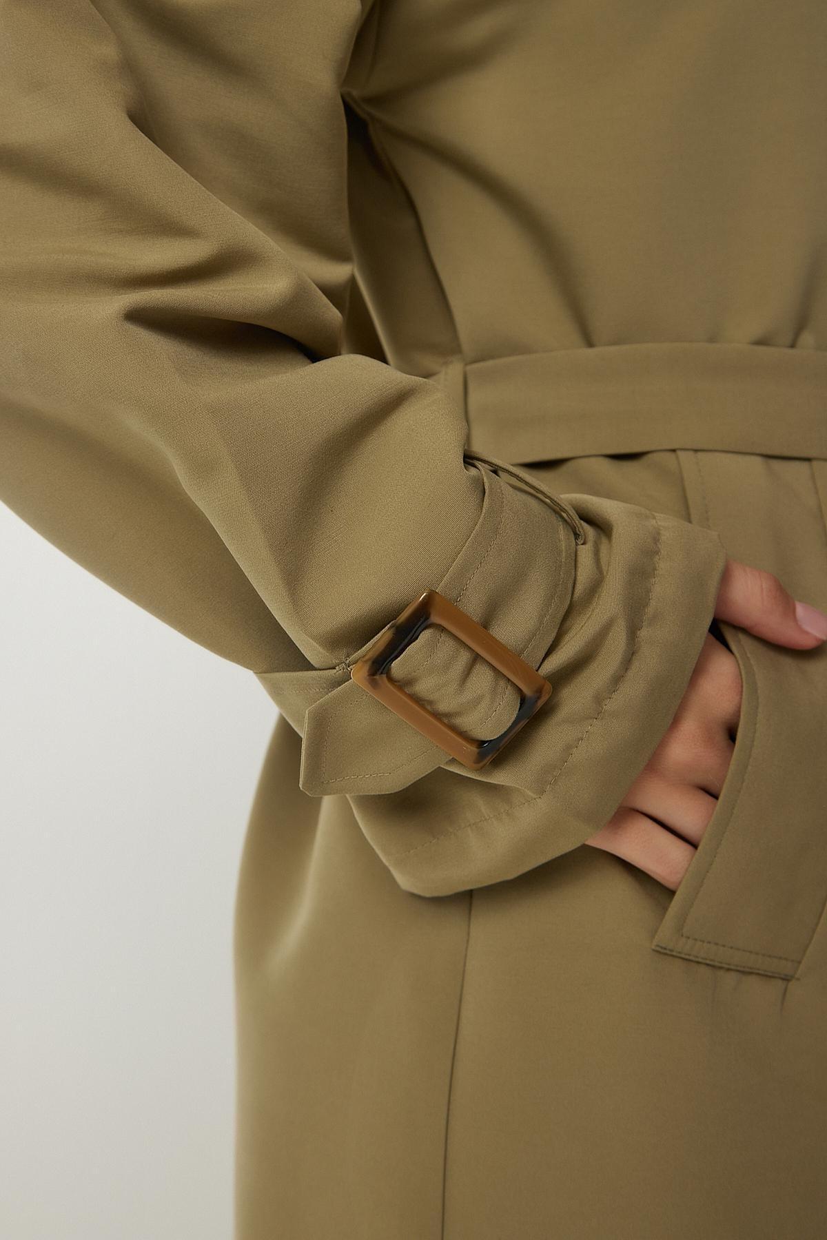 Khaki Trench Coat With Belt, Light Khaki, large image number 7