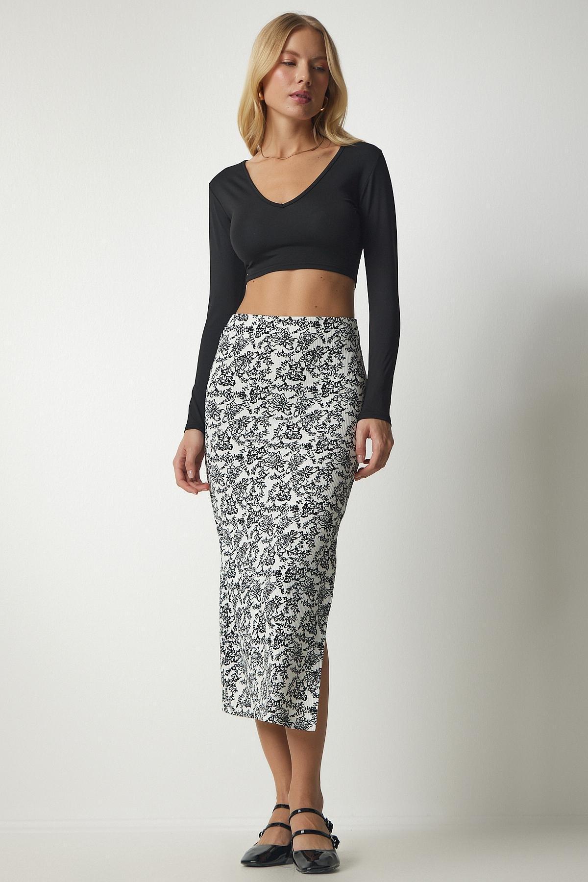 Happiness Istanbul - Multicolour Patterned Slit Camisole Skirt