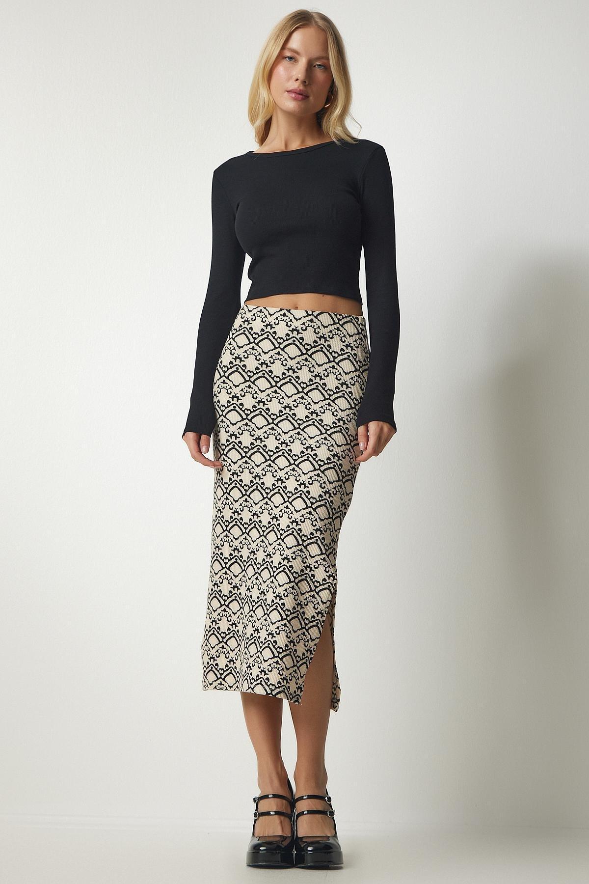Multicolour Patterned Slit Camisole Skirt, , large image number 3