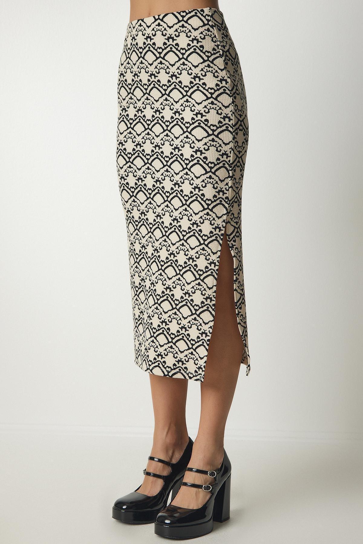 Multicolour Patterned Slit Camisole Skirt, , large image number 4