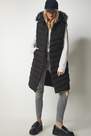 Happiness - Black Furry Hooded Long Inflatable Vest