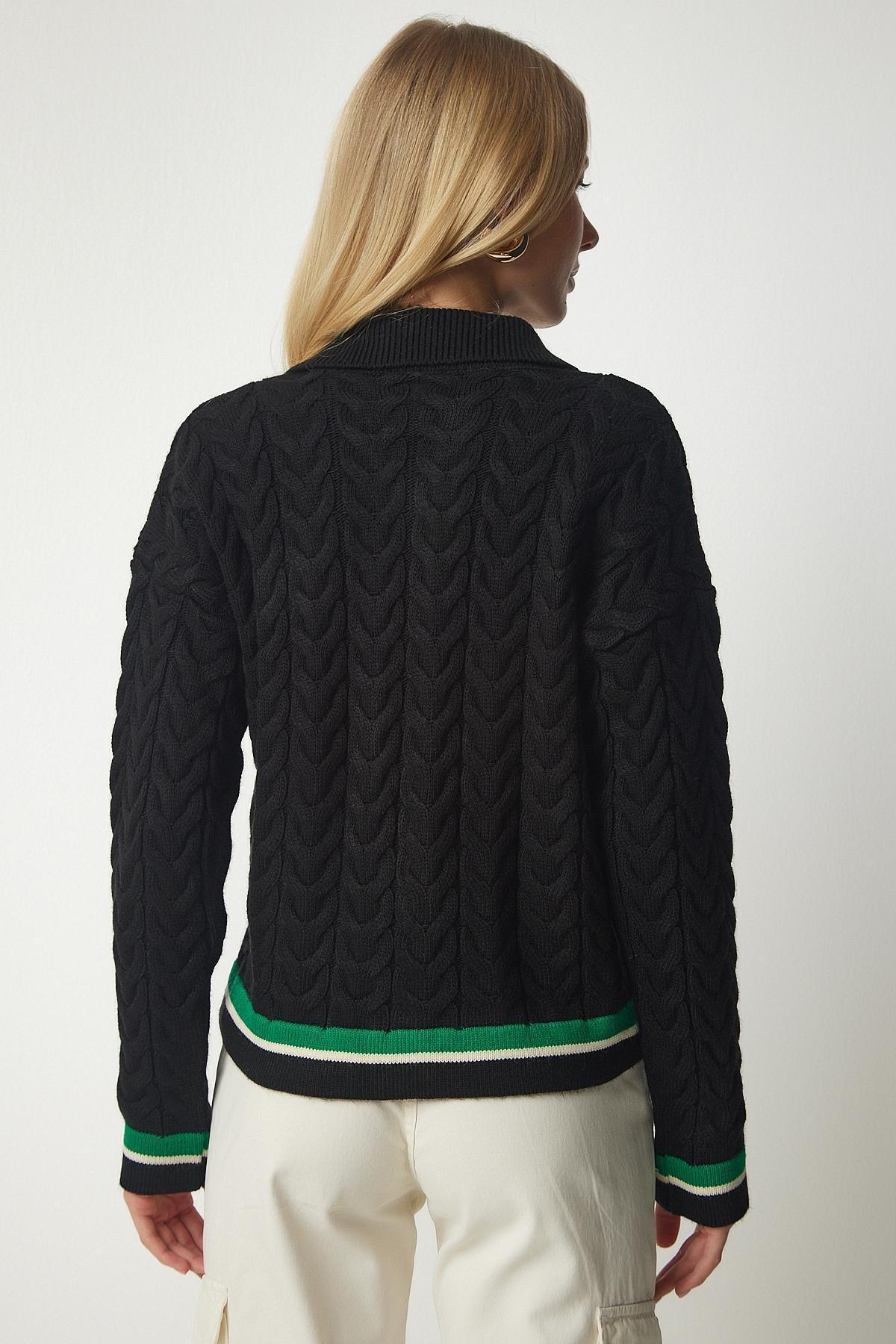 Black Knitted Pattern Cardigan, , large image number 4