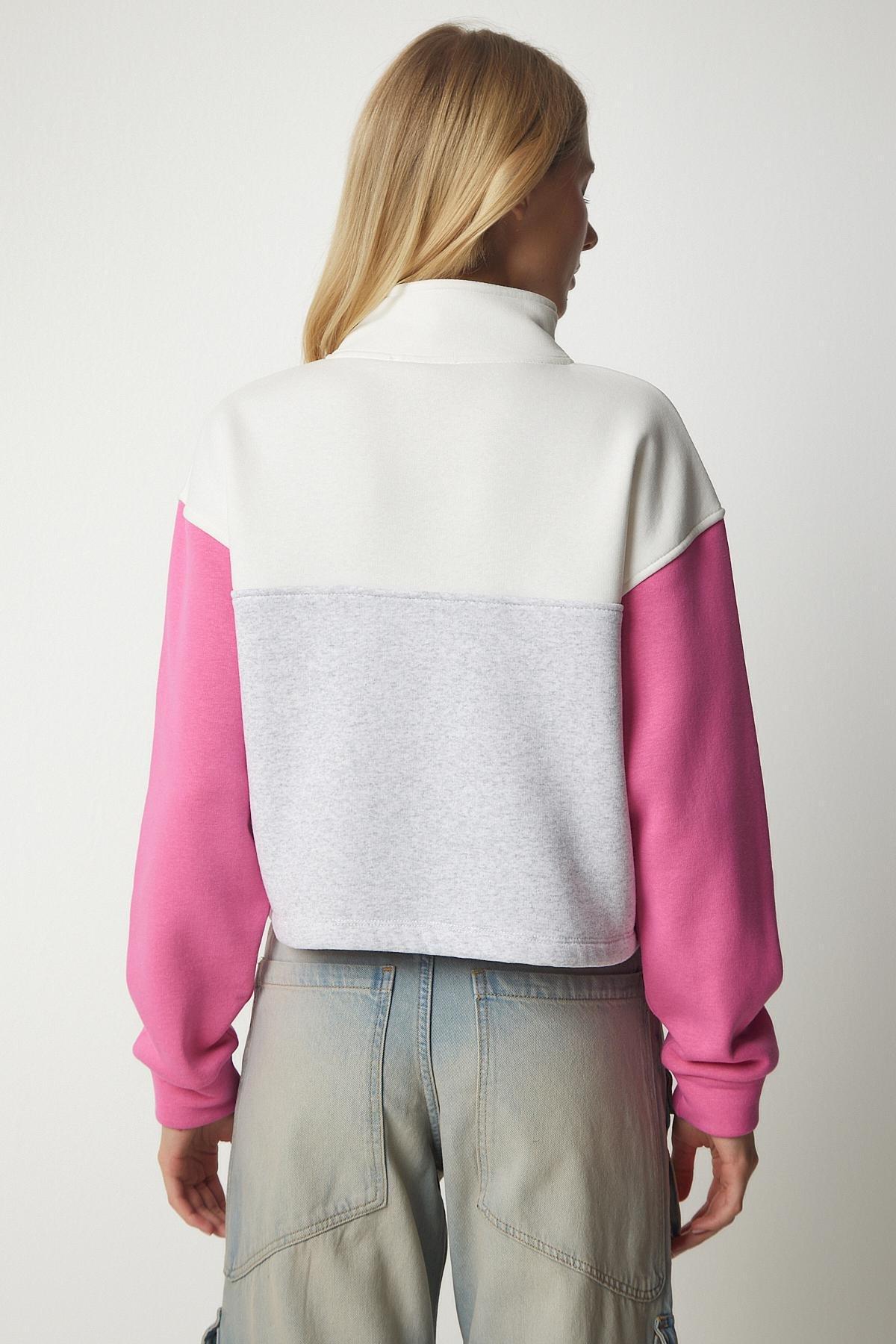 سويتشيرت قصير بنمط مقسم بالألوان، رمادي, C101_1659, large image number 4