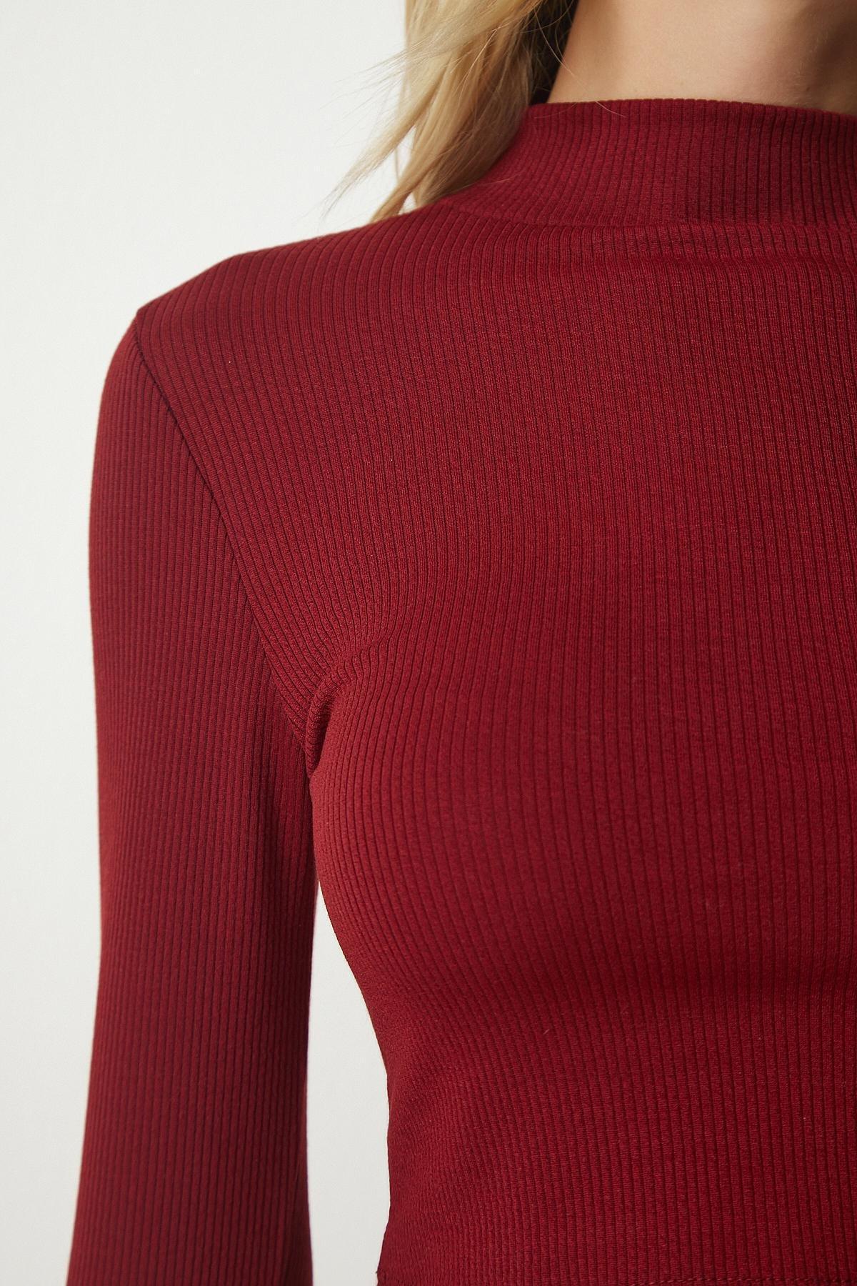 Burgundy Corduroy Camisole Crop Top, , large image number 4
