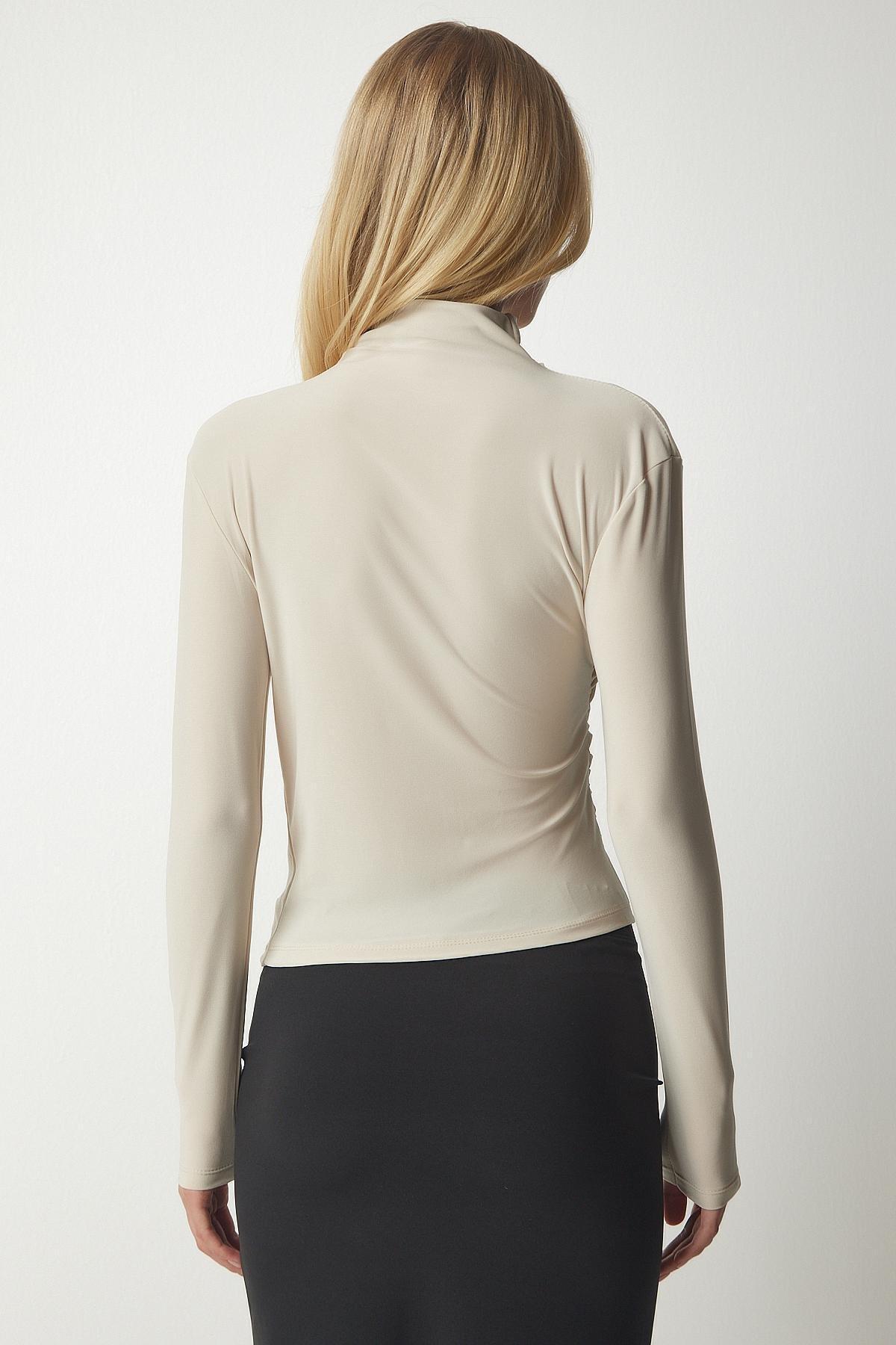 White Detailed Collared Sandy Blouse, , large image number 3