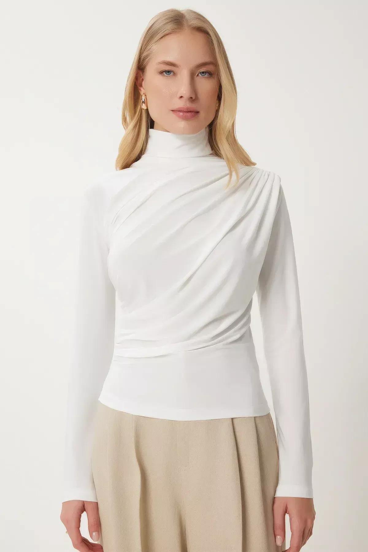 Ecru Shirring Detail Blouse, Ecru, medium