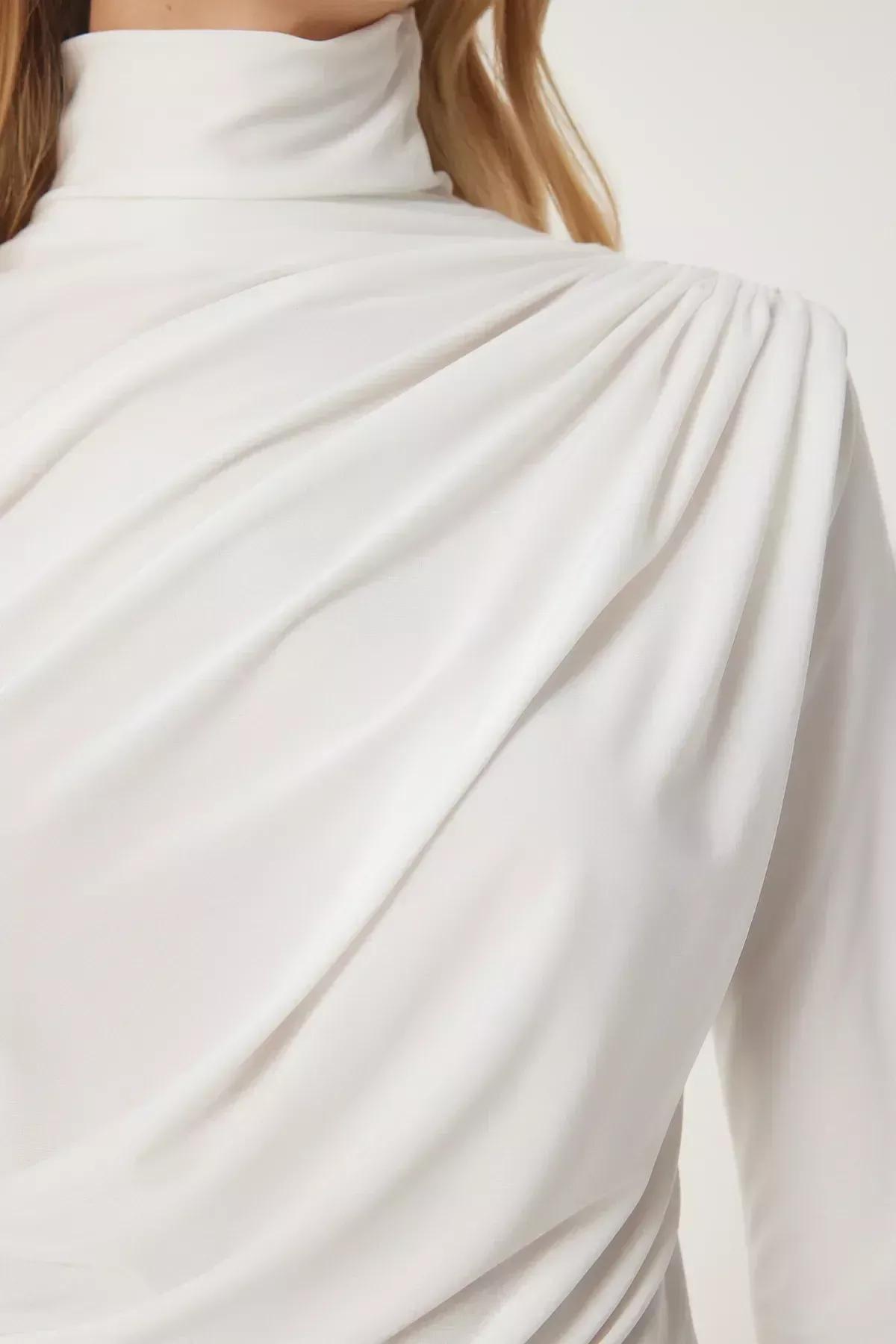 Ecru Shirring Detail Blouse, Ecru, large image number 3