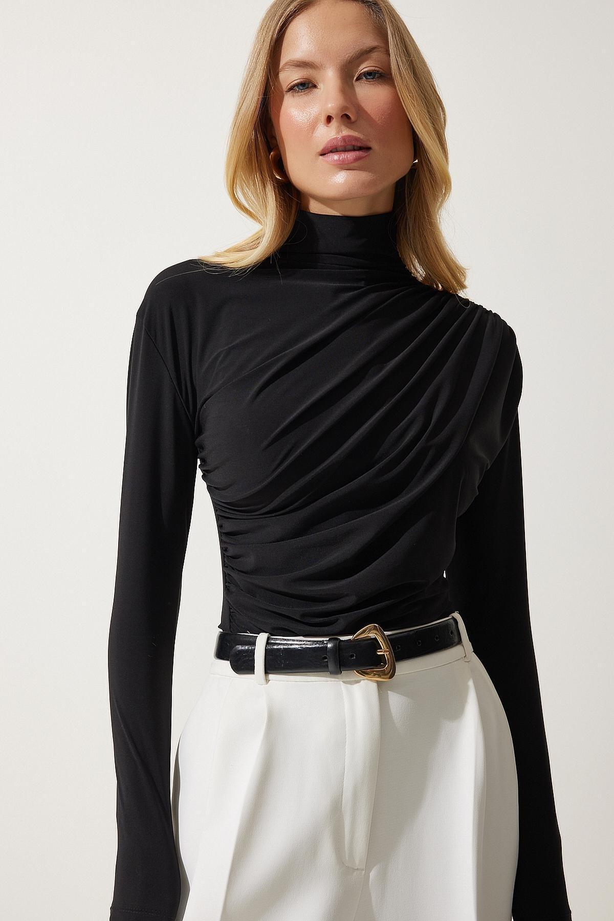 Black Standing Collar Sandy Blouse, , large image number 0