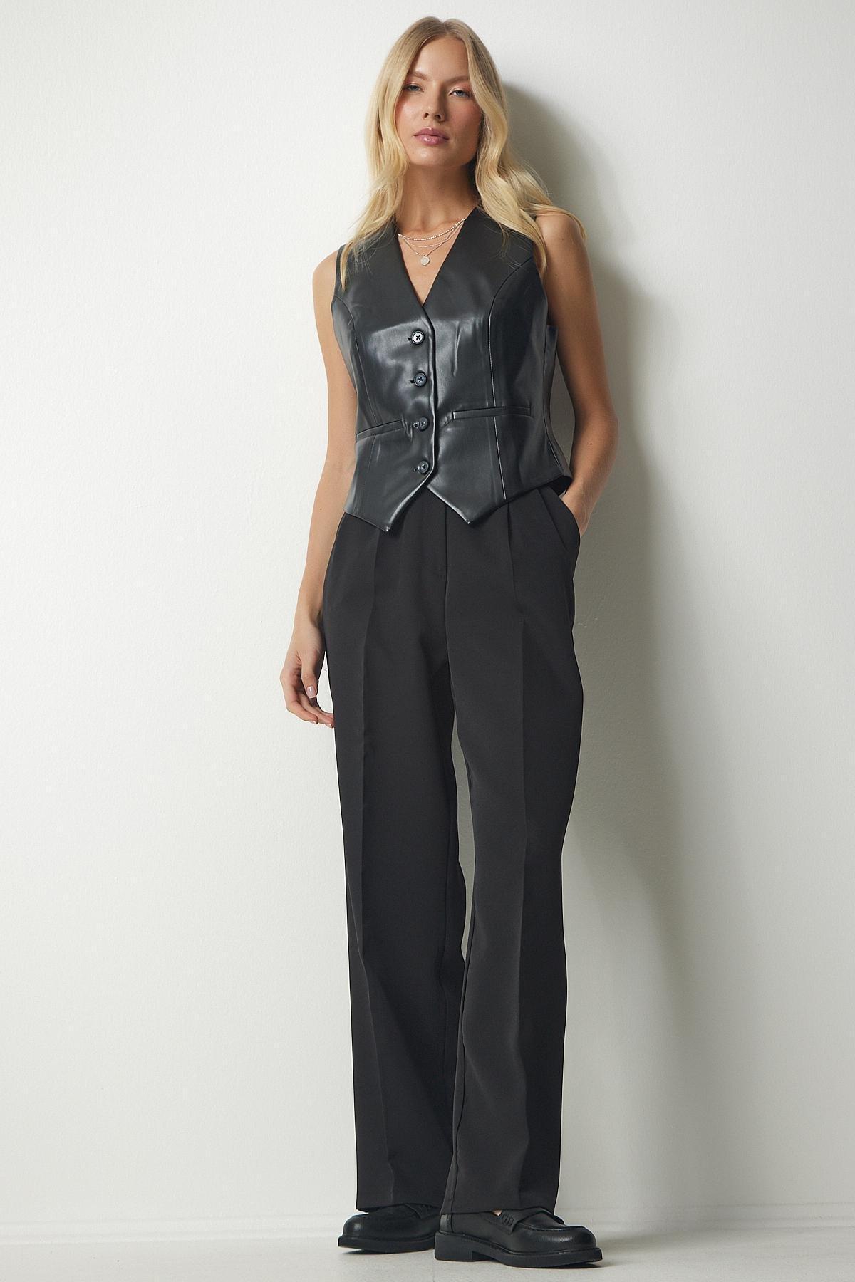 Black Palazzo Pants With Pockets, , large image number 1